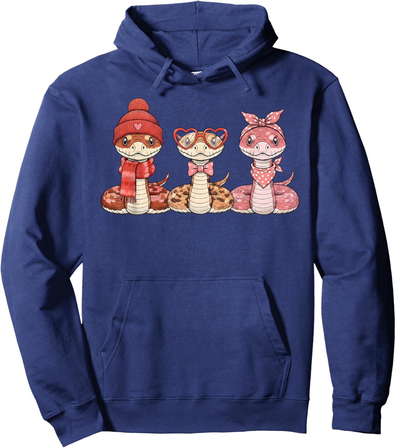 Retro Hognose Snake Cute Valentine Hoodie - Hoodie | Navy