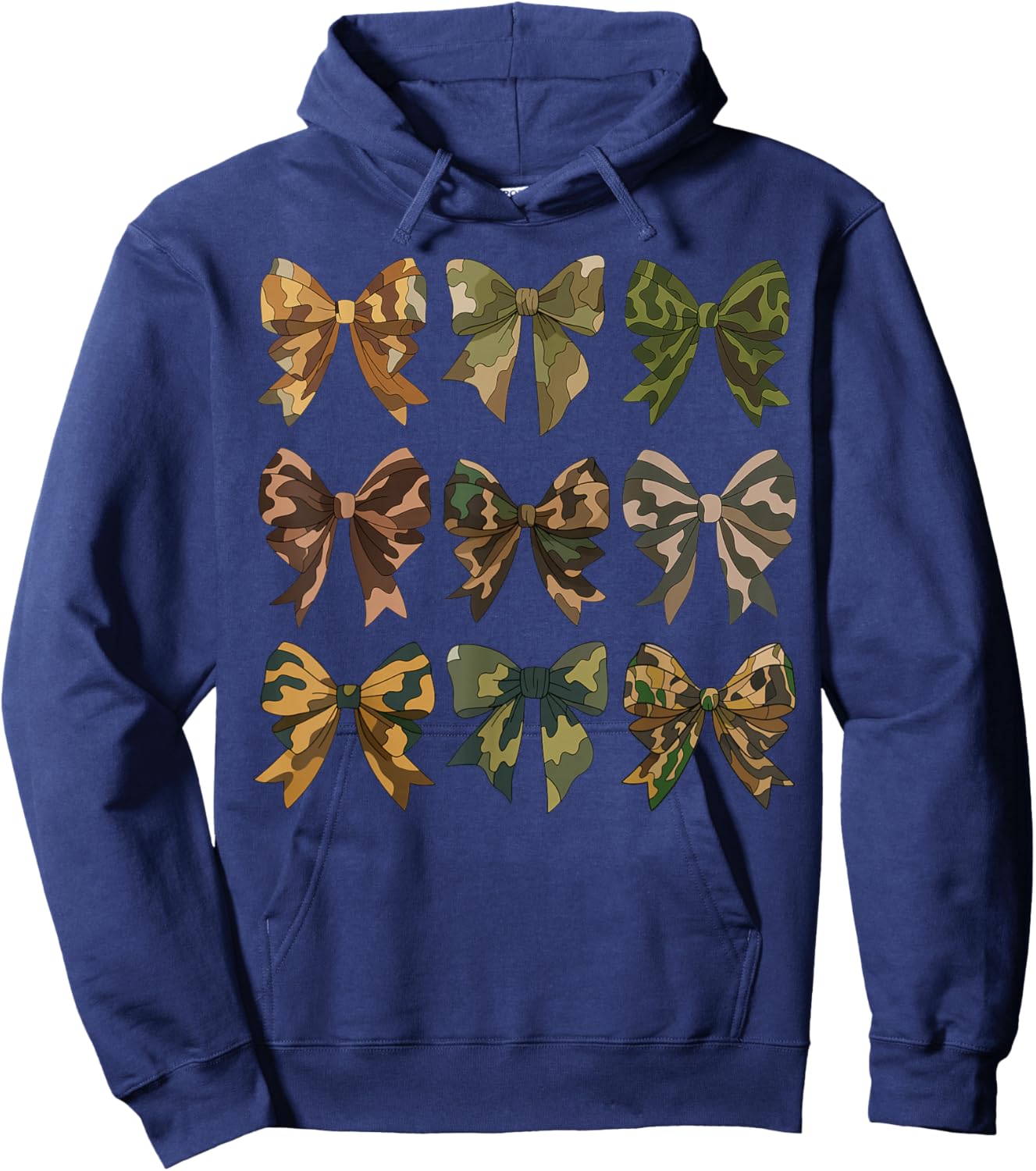 Camouflage Old Camo Bow Camo Coquette Bow Hunting Women Girl Hoodie - Hoodie | Navy