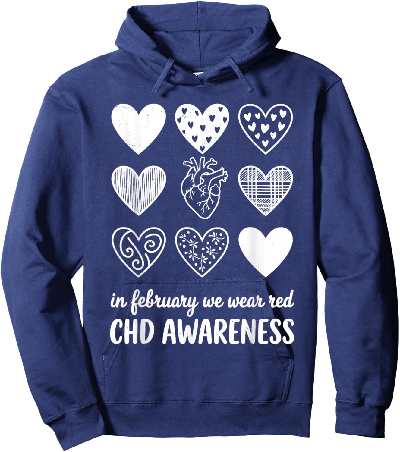 in February We Wear Red Kids Heart Disease Month Hoodie - Hoodie | Navy