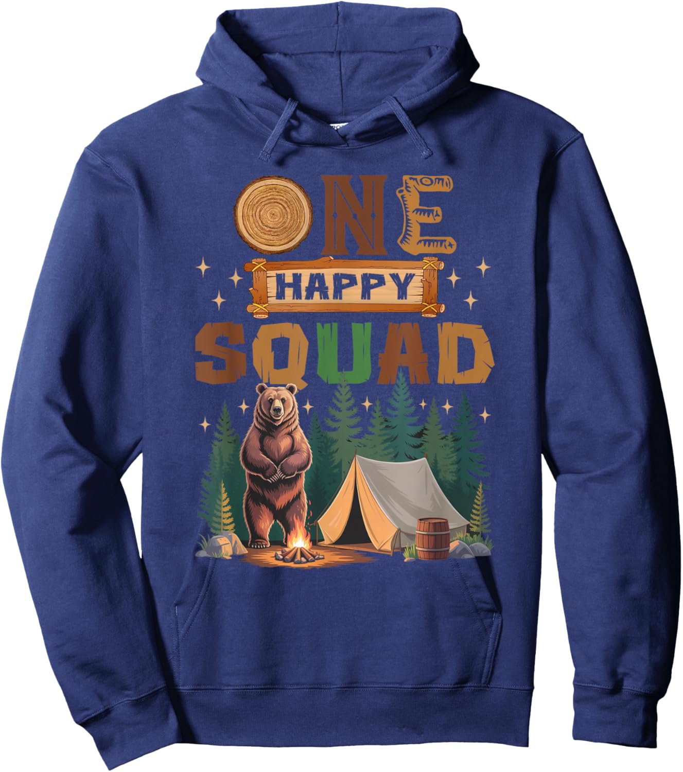 One Happy Squad Camper 1St Birthday Camping Bear Hoodie - Hoodie | Navy