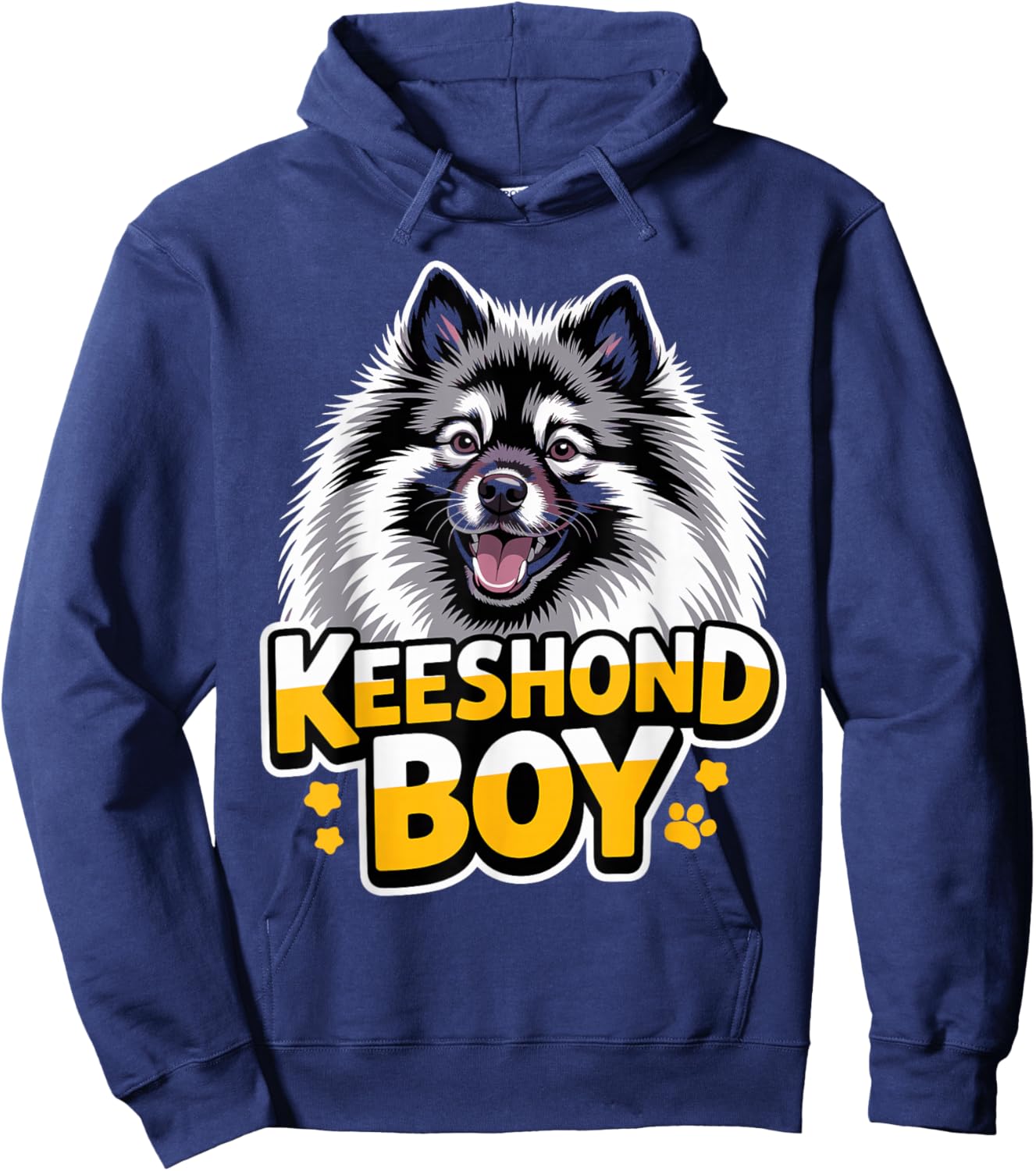 Keeshond Boy Cartoon Puppy Canine Dutch Pet Dog Breed Hoodie - Hoodie | Navy