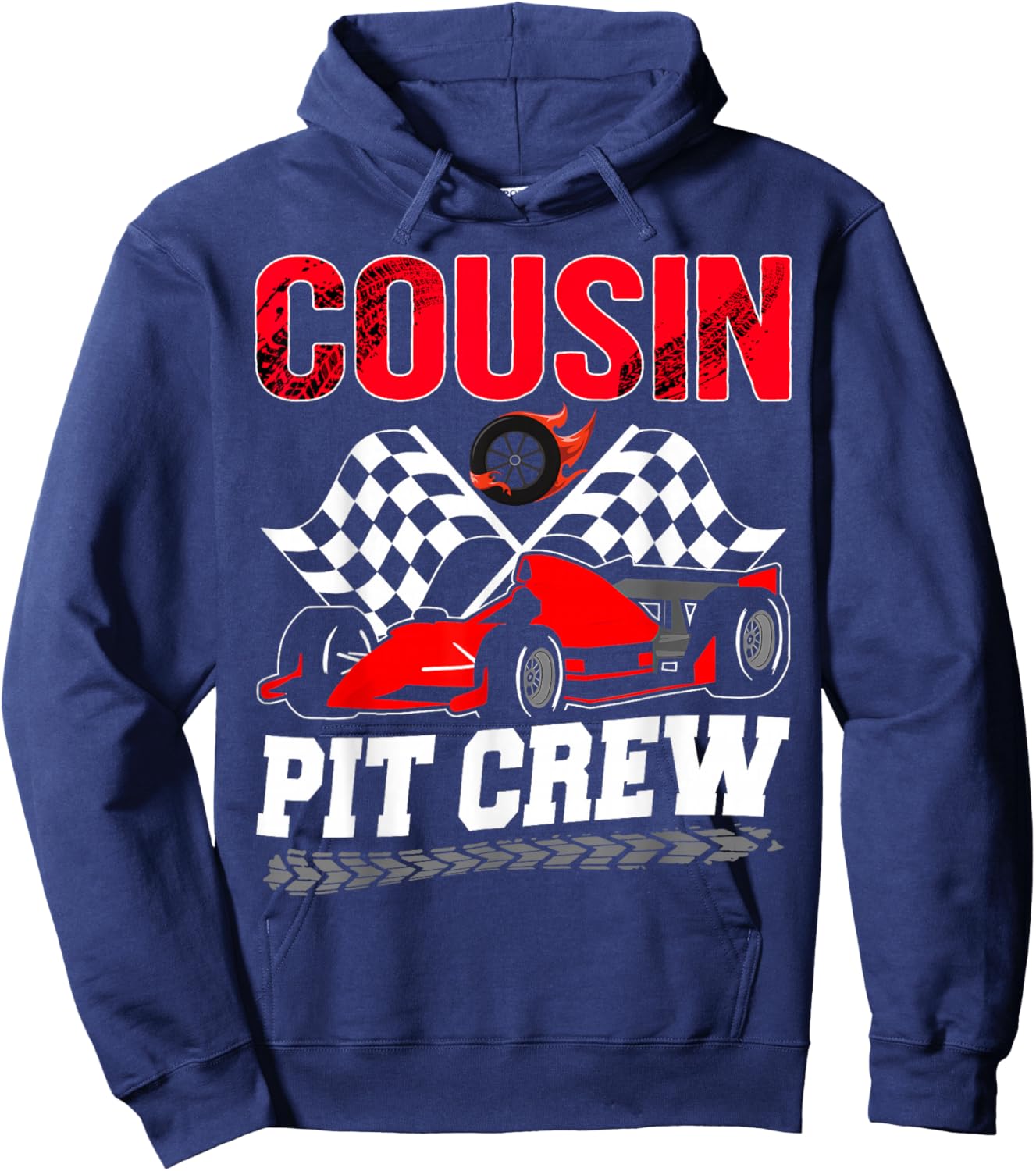 Cousin Pit Crew Racing Family Race Car Birthday Boy Hoodie - Hoodie | Navy