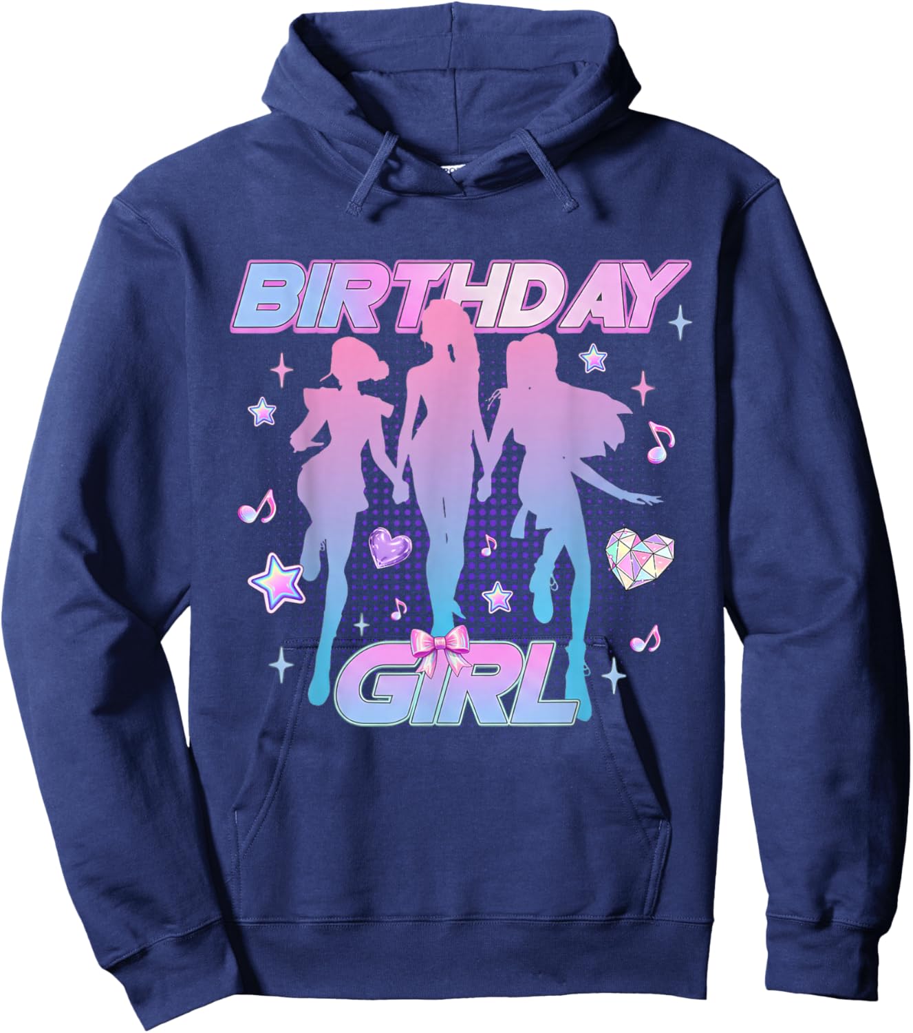 Birthday Girl K pop Birthday Coquette Pink Bow Girl Hoodie - Hoodie | Navy