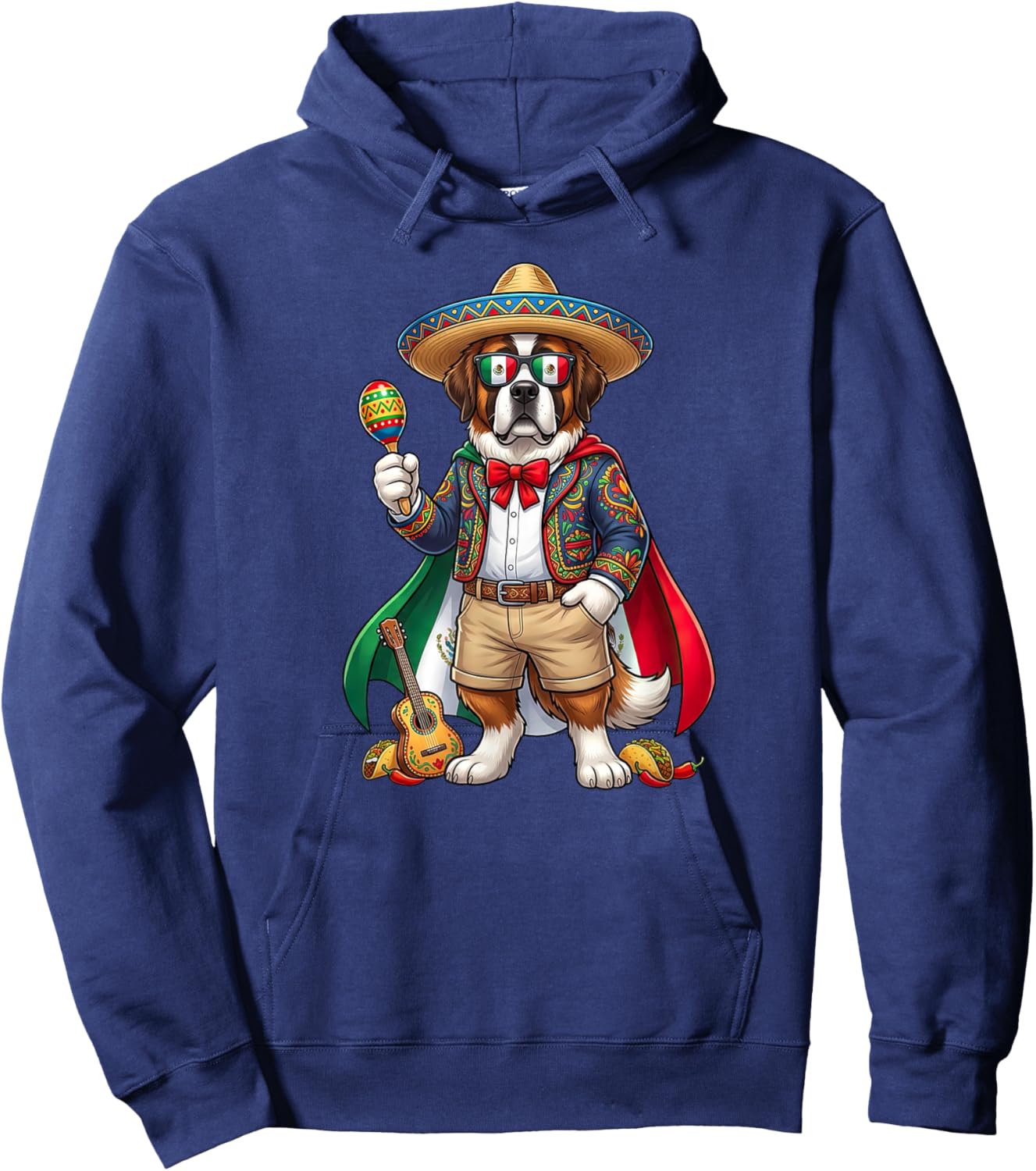 Funny Saint Bernard Cinco De Mayo Kids Mexican Hoodie - Hoodie | Navy