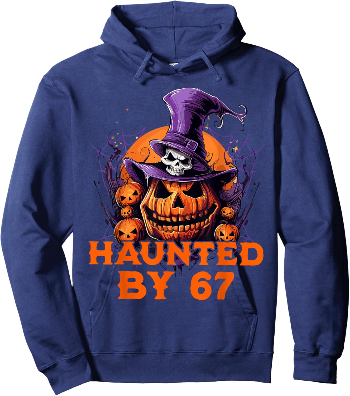 Haunted by 67 Six Seven 6 7 Funny Halloween Costume Hoodie - Hoodie | Navy