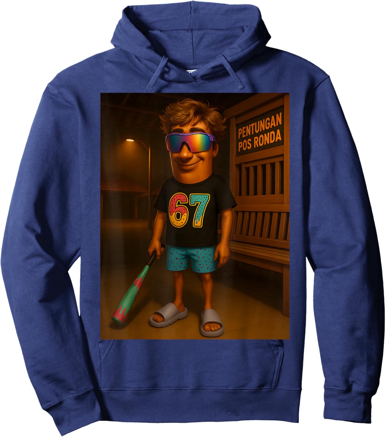 67 Ice Cream Drip Tung Tung Tung Sahur Brainrot Meme Hoodie - Hoodie | Navy