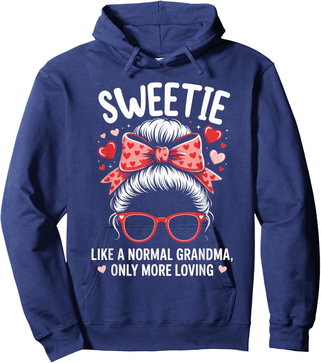 Sweetie Valentine Quote for Loving Grandma with Cute Bow Hoodie - Hoodie | Navy