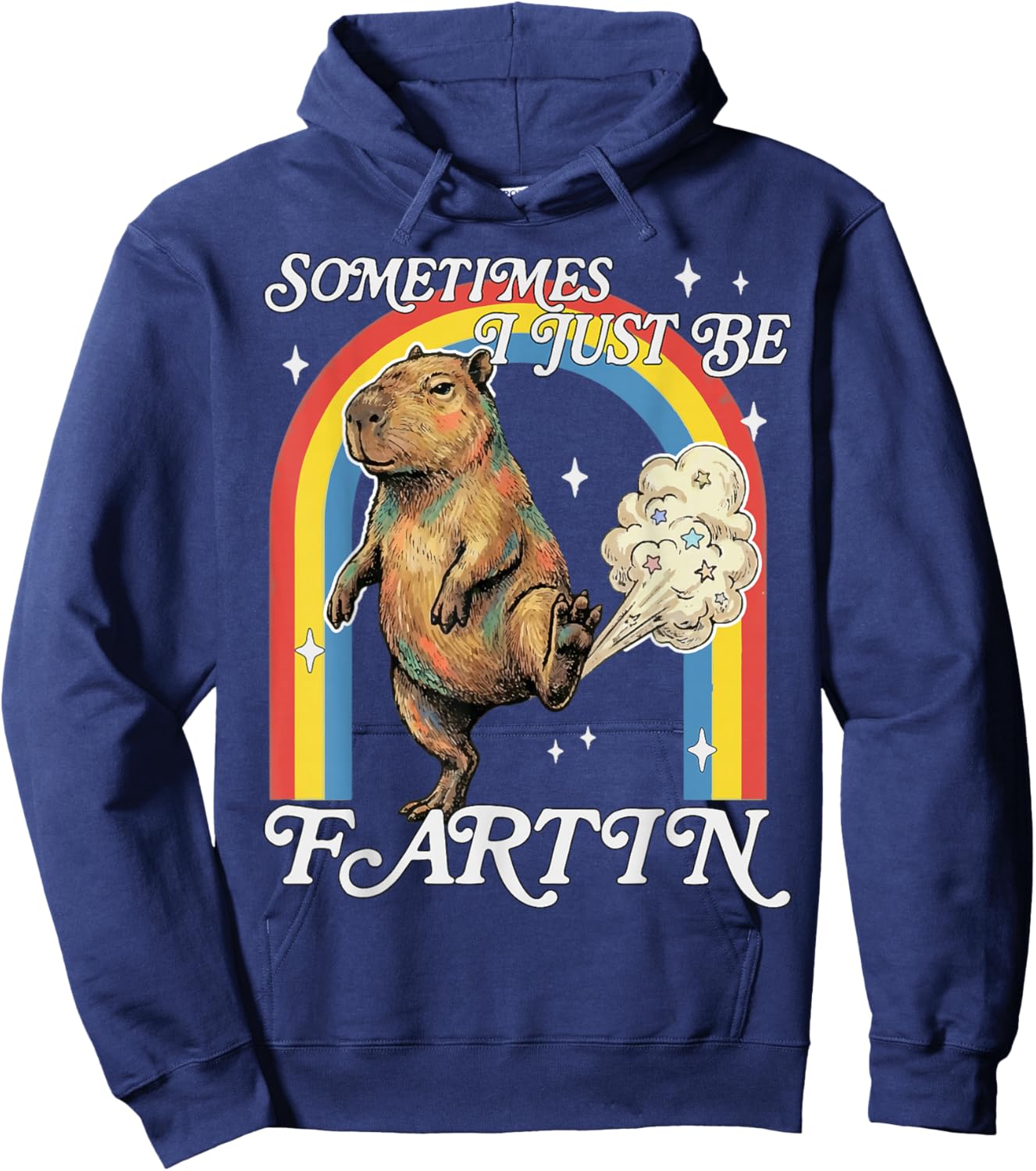 Sometimes I Just Be Fartin Capybara Funny Retro Meme Hoodie - Hoodie | Navy