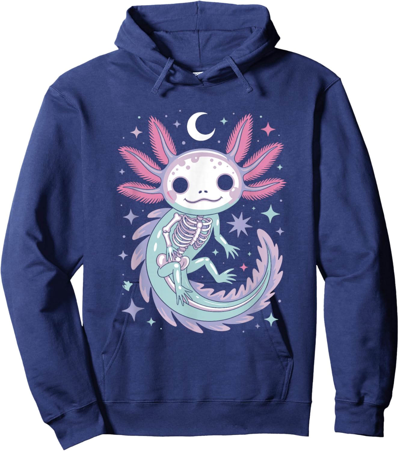 Pastel Goth Girl Kawaii Cute Skeleton Axolotl Hoodie - Hoodie | Navy
