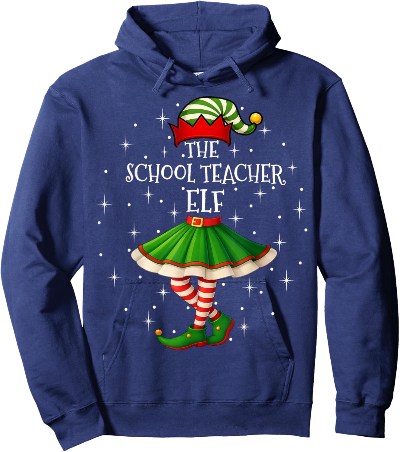 Xmas Family Women Girls Mom School Teacher Elf Christmas Hoodie - Hoodie | Navy