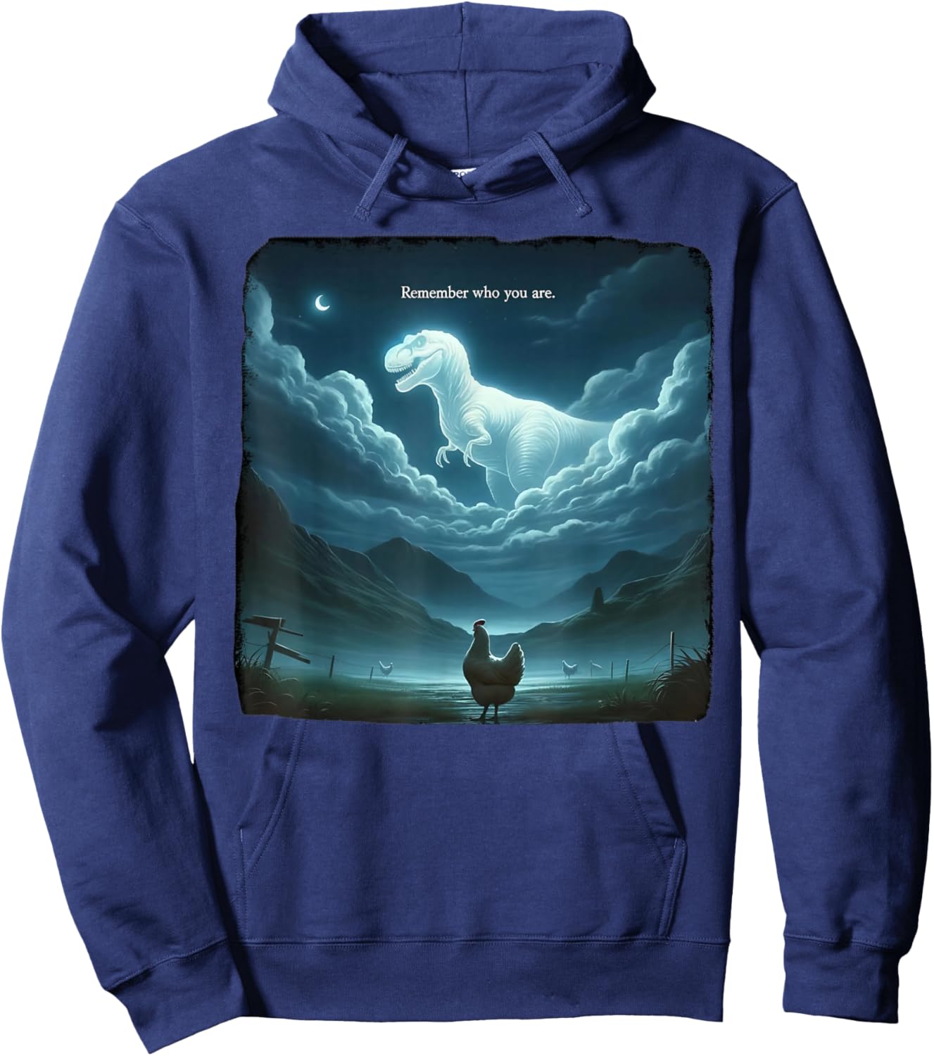 Remember Who are You Dinosaur Chicken Hoodie - Hoodie | Navy