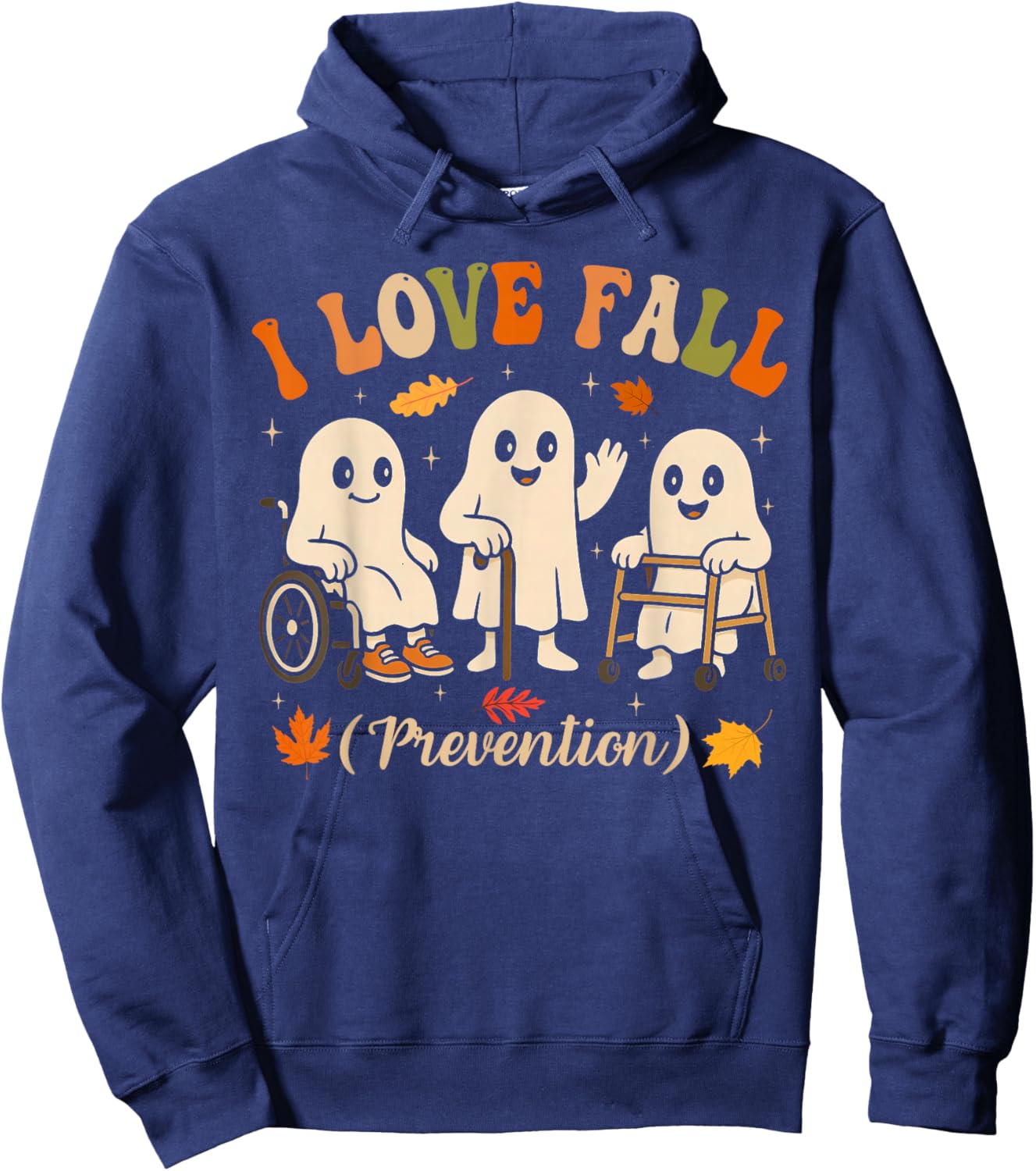 Ghost I Love Fall Prevention Physical Therapy Nurse PT OT Hoodie - Hoodie | Navy
