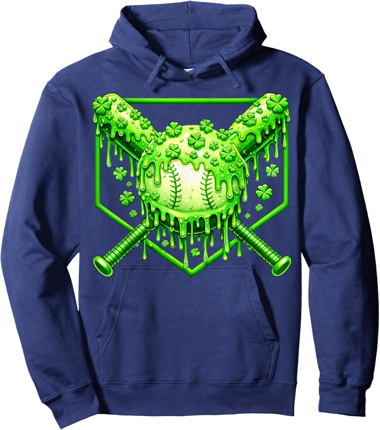 Dripping Drip Baseball Shamrock St Patricks Boy Kid Hoodie - Hoodie | Navy