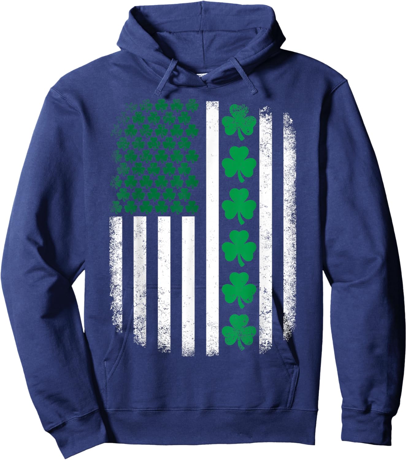 Vintage Irish US American Flag Shamrocks St Patricks Day Men Hoodie - Hoodie | Navy