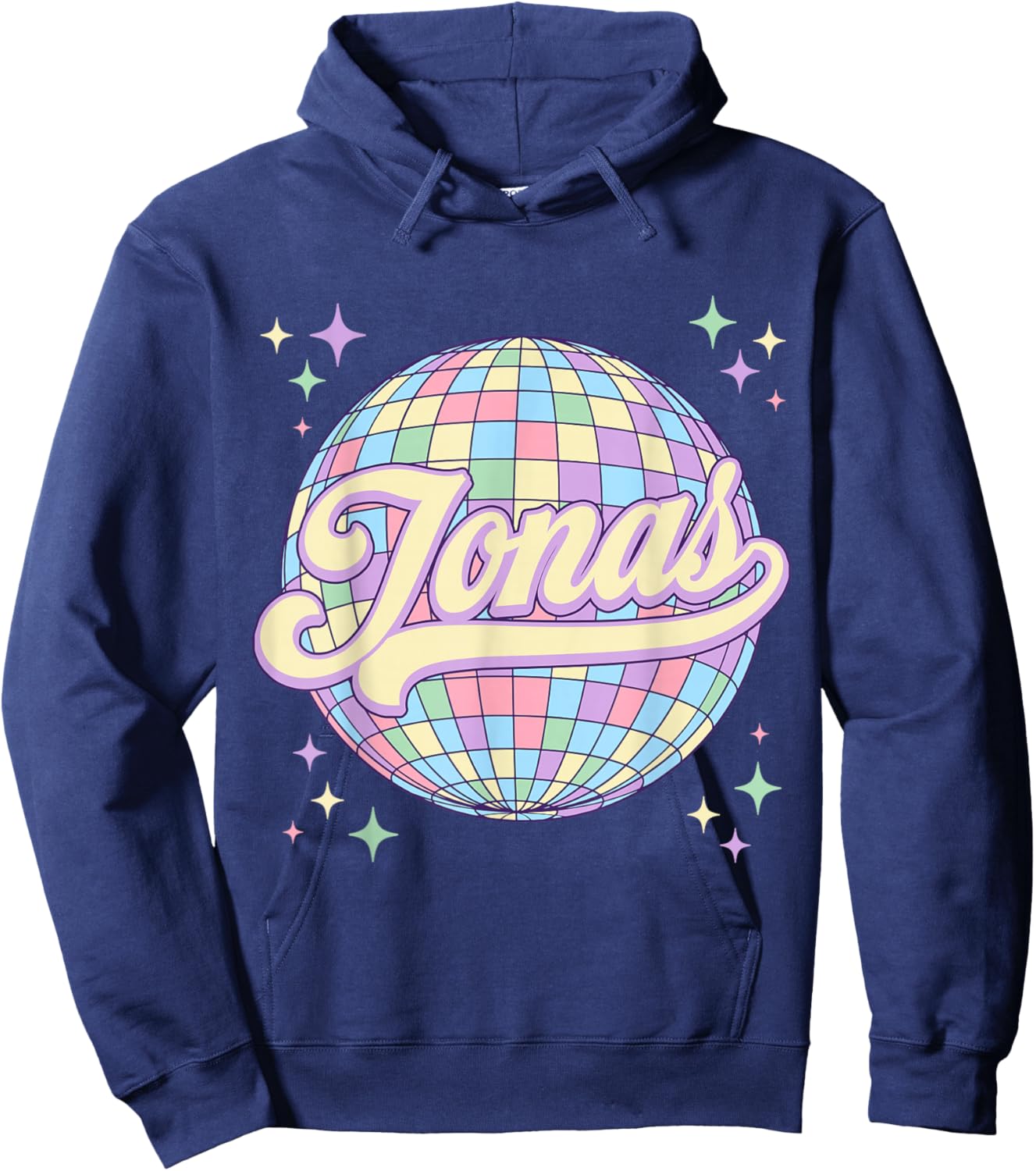 Retro Jonas First Name Personalized Disco 80s Birthday Hoodie - Hoodie | Navy
