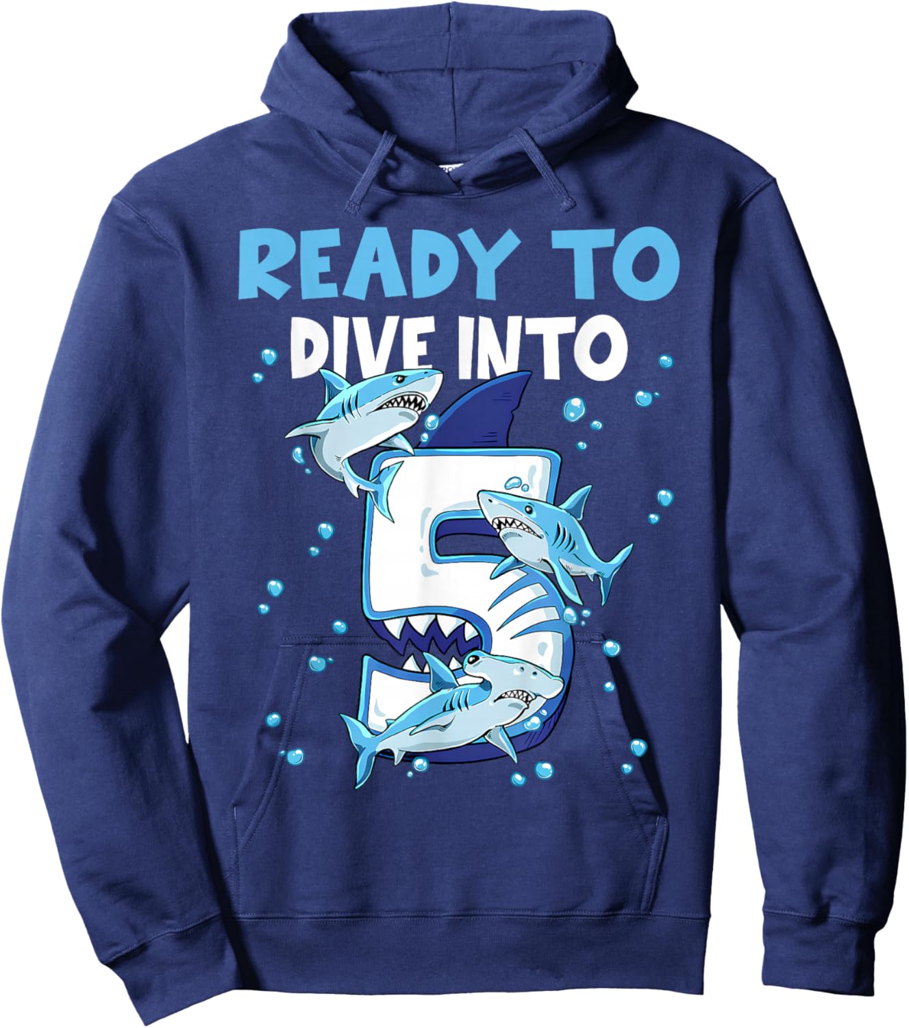 Ready to Dive into 5 Design for a 5 Years Old Birthday boy Hoodie - Hoodie | Navy