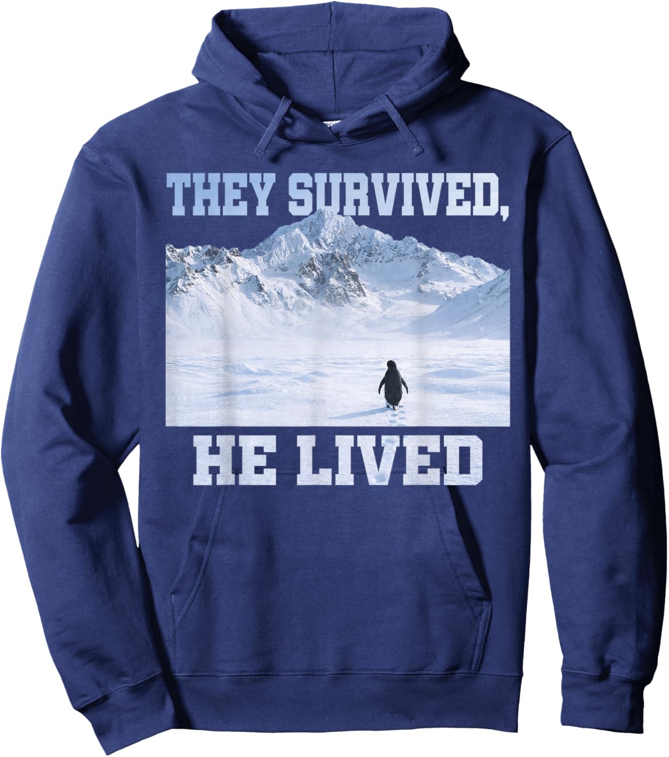They Survived He Lived Penguin Mountain Hiking Hoodie - Hoodie | Navy
