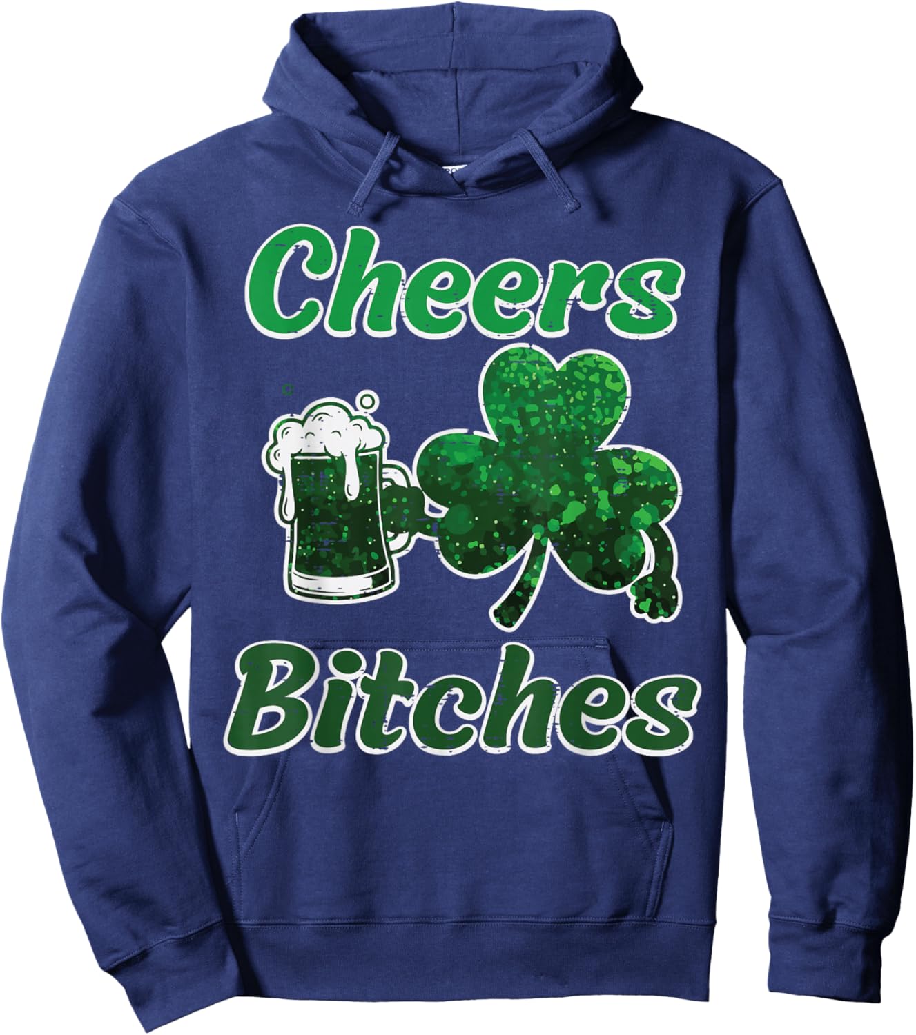 St Patricks Day Cheers Shamrock Funny Saint Pattys Women Men Hoodie - Hoodie | Navy