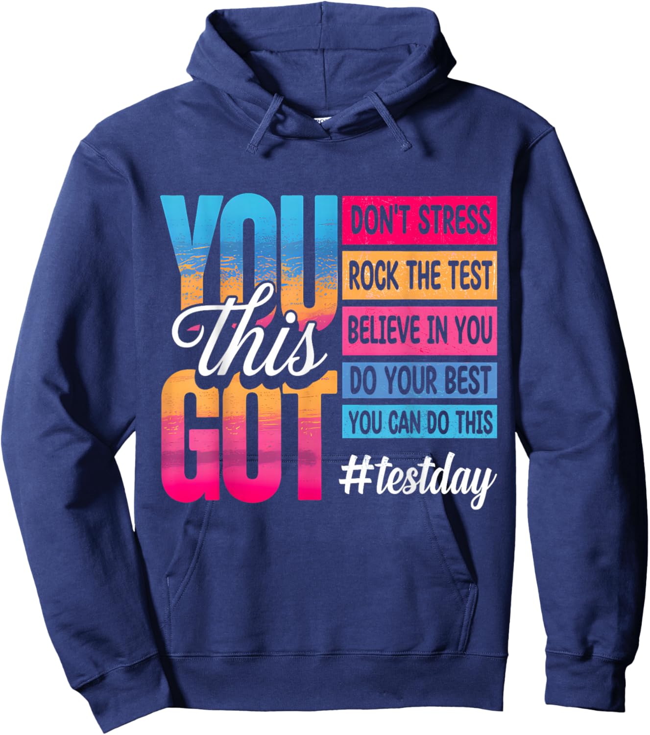 Test Day Rock The Test Teacher Testing Day Cute Exam Testing Hoodie - Hoodie | Navy