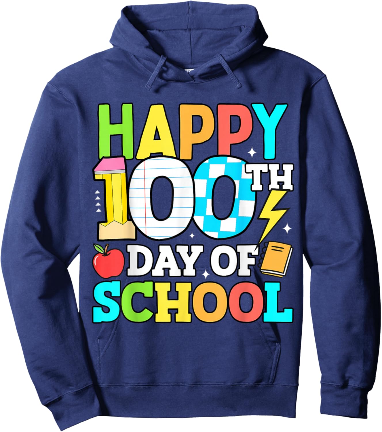 Happy 100 Days of School Teacher 100th Day of School Kids Hoodie - Hoodie | Navy