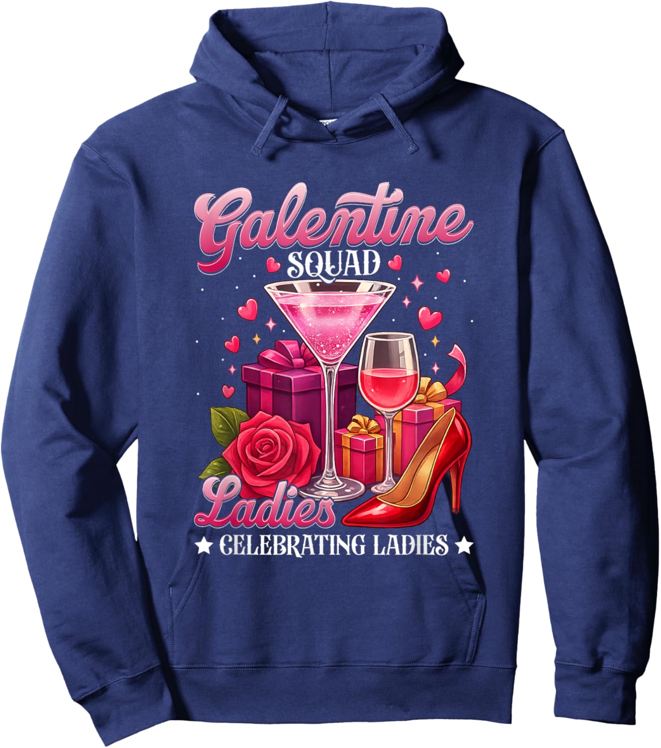 Galentine Squad Ladies Martini Party Celebration Design Hoodie - Hoodie | Navy