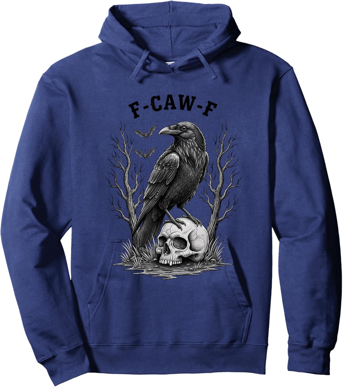 F-caw-f Raven Skull Bird Funny Gothic Crow Halloween Humor Hoodie - Hoodie | Navy