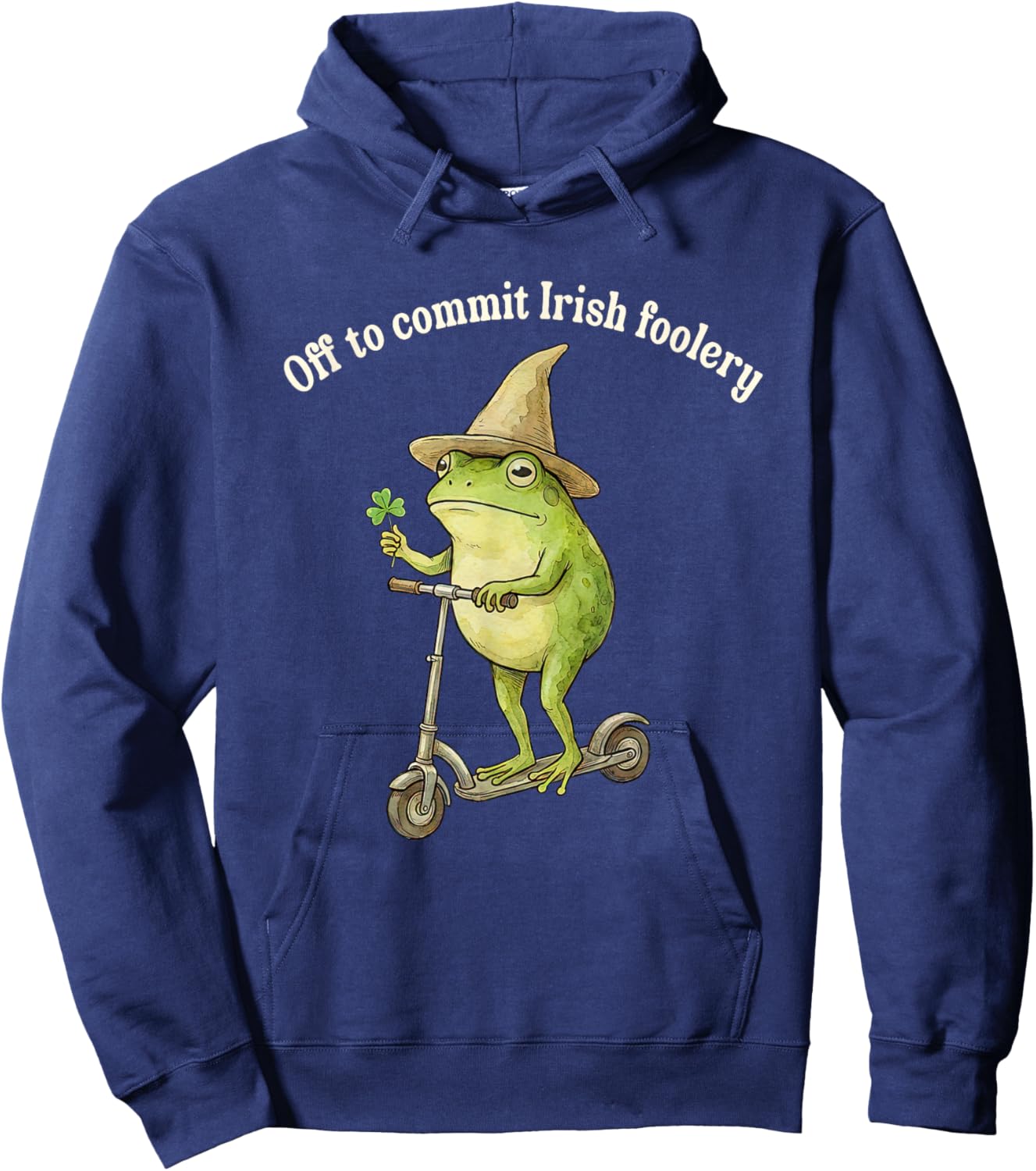 Off to Commit Irish Foolery St Patricks Day Frog Meme Clover Hoodie - Hoodie | Navy