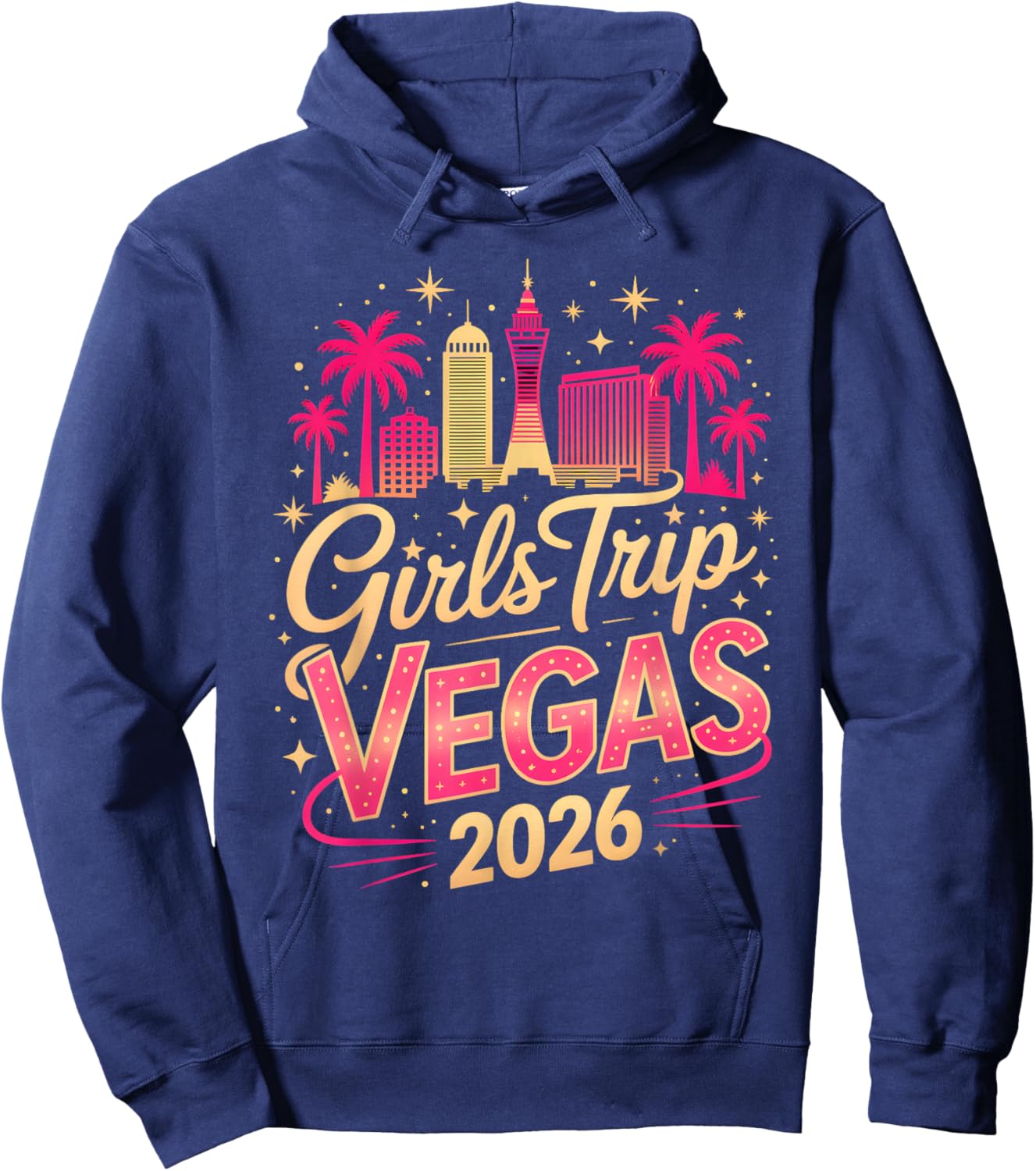 Girls Trip Vegas 2026 Matching Group Vacation Squad Bachelor Hoodie - Hoodie | Navy