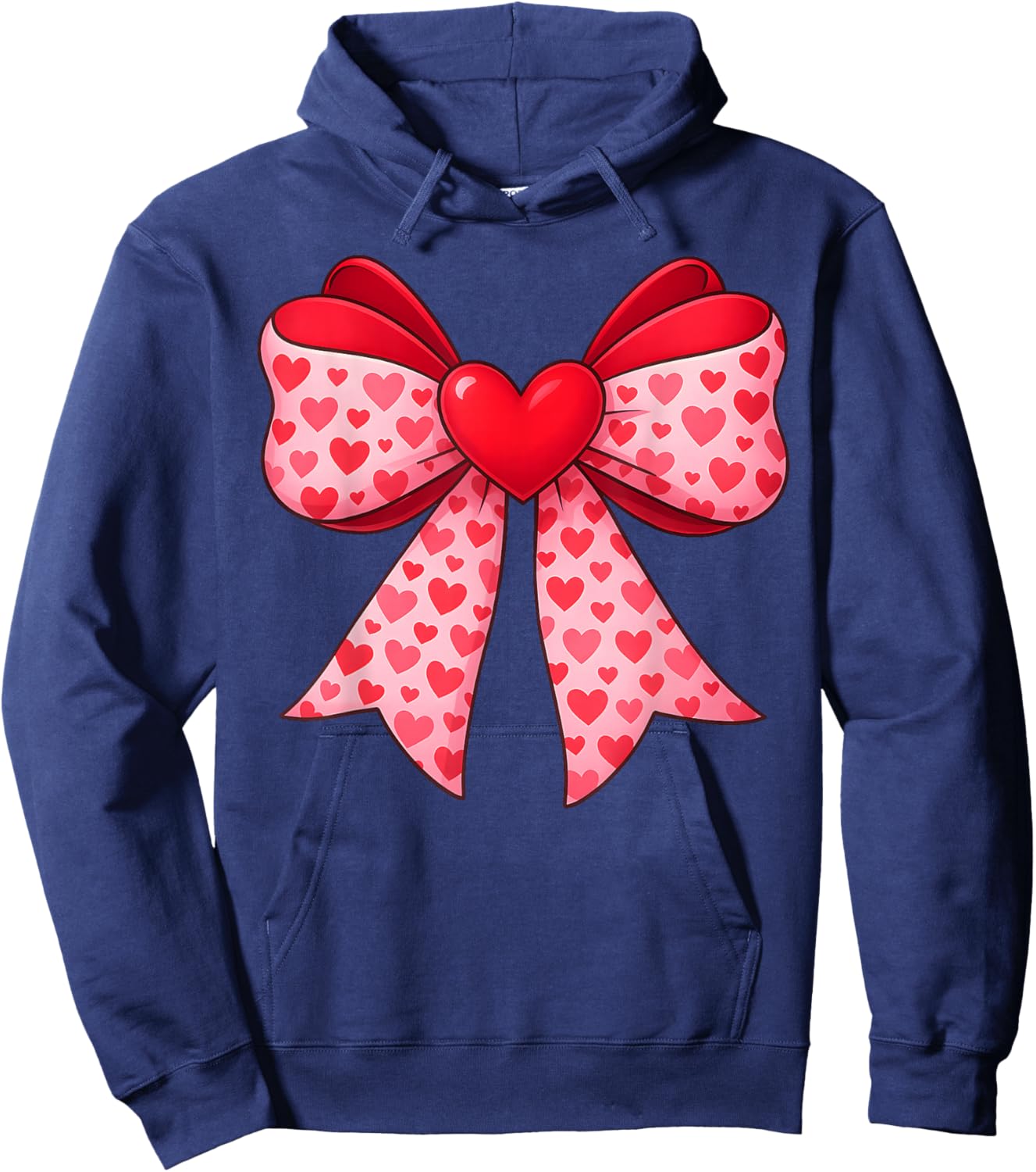 Valentine Cute Red Heart Coquette Bow Girl Women Kids Hoodie - Hoodie | Navy