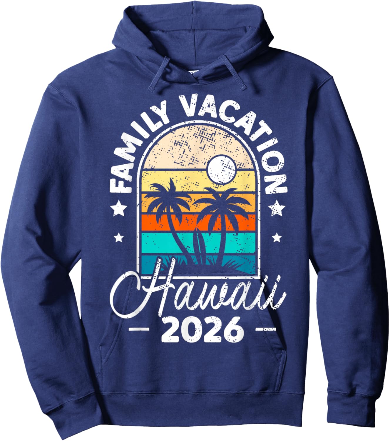Family Vacation 2026 Vintage Hawaii Summer Matching Trip Hoodie - Hoodie | Navy