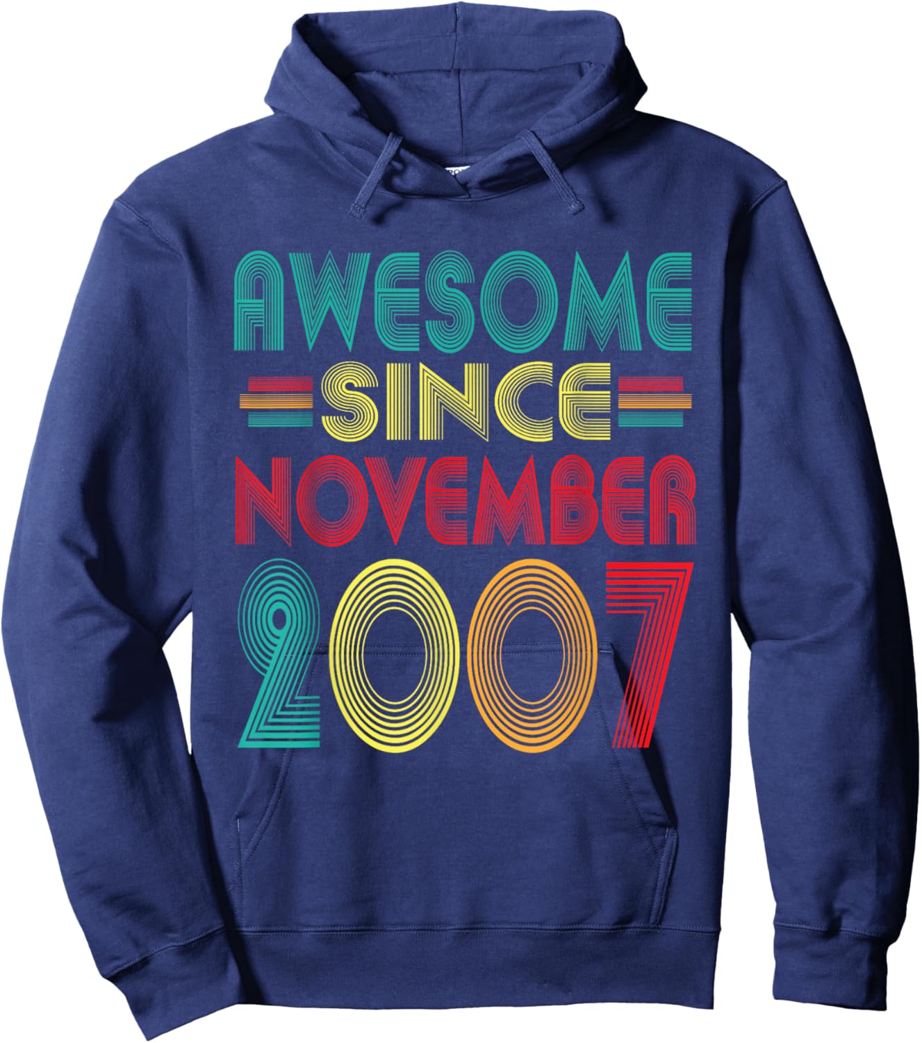 Awesome Since November 2007 Years 18th Bday Funny Vintage Hoodie - Hoodie | Navy