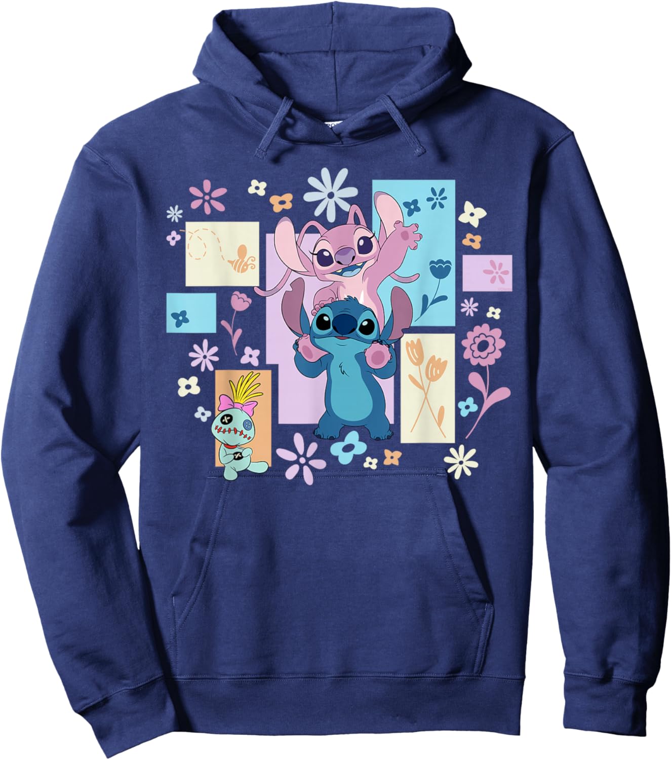 Disney Stitch & Angel Spring Easter Friendly Flower Faces Hoodie - Hoodie | Navy