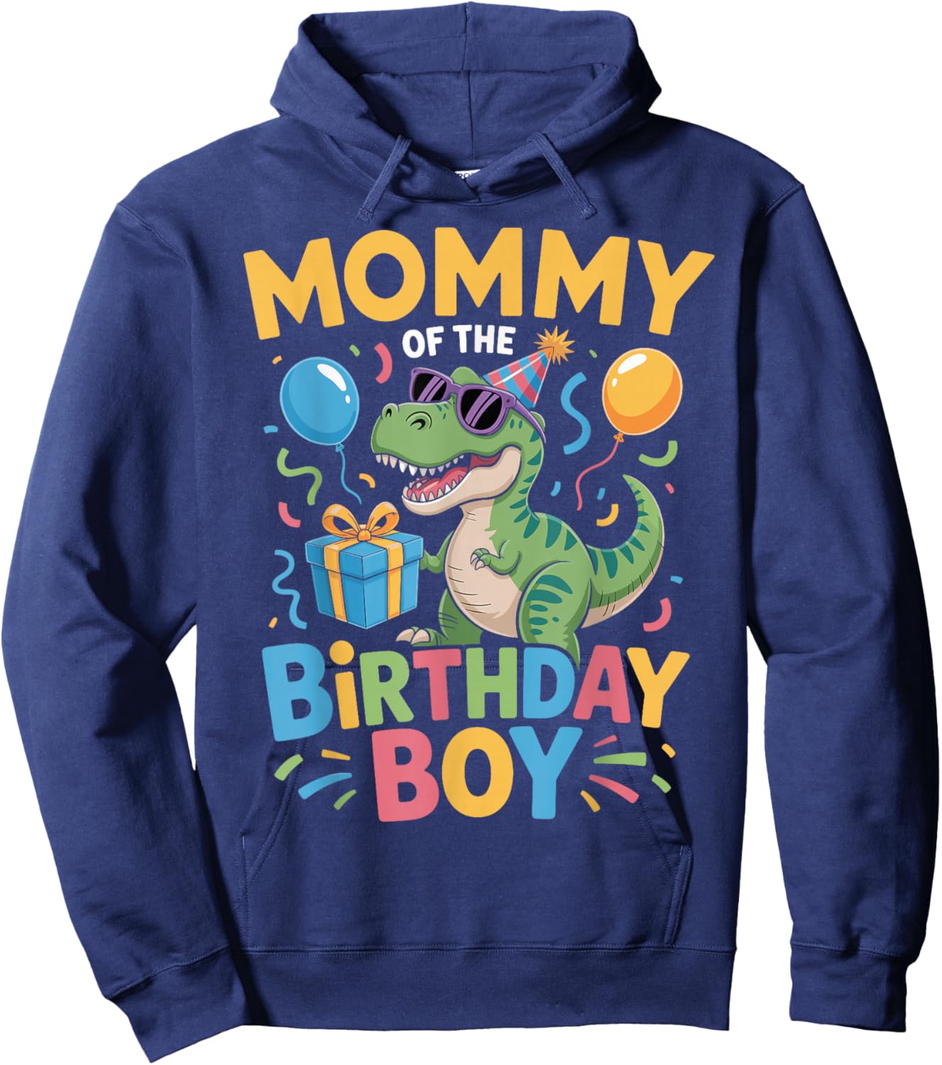 Mommy of The Birthday Party Outfit Dinosaur Squad Mom Hoodie - Hoodie | Navy