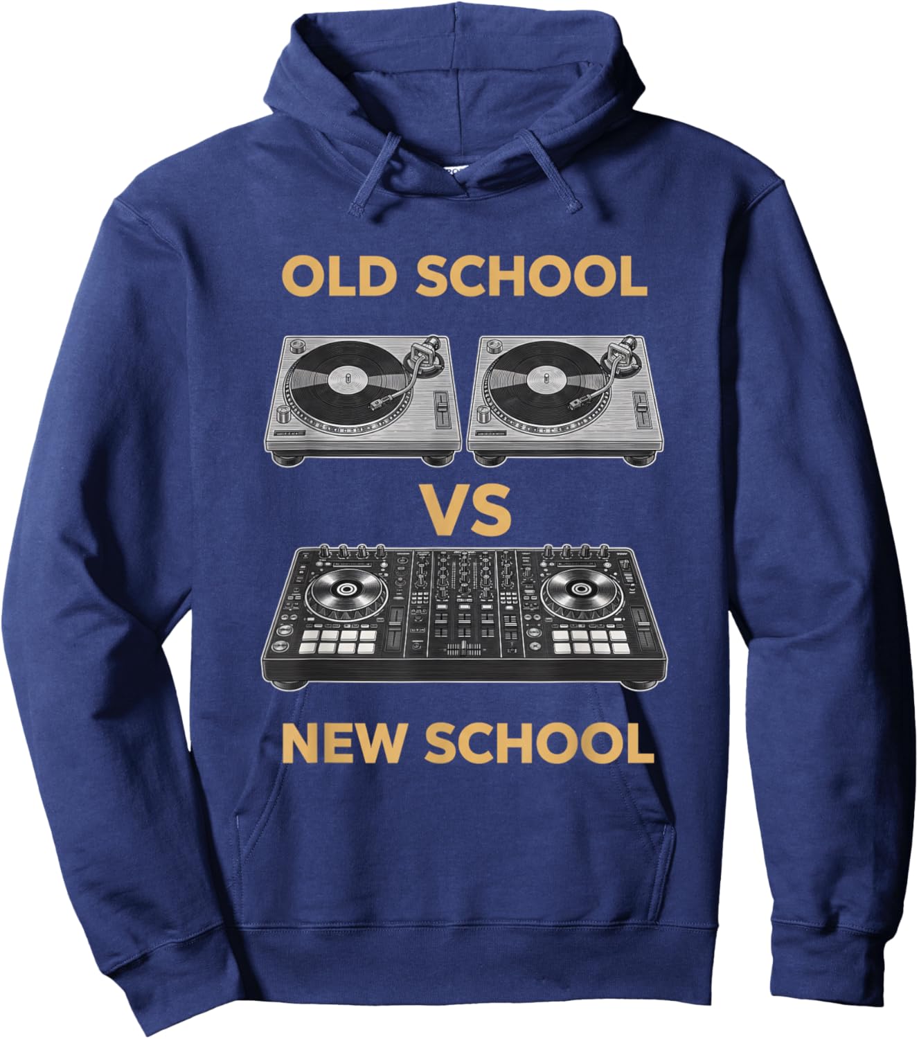 Old School Vs New School Dj Turntable Vs Controller Music Dj Hoodie - Hoodie | Navy