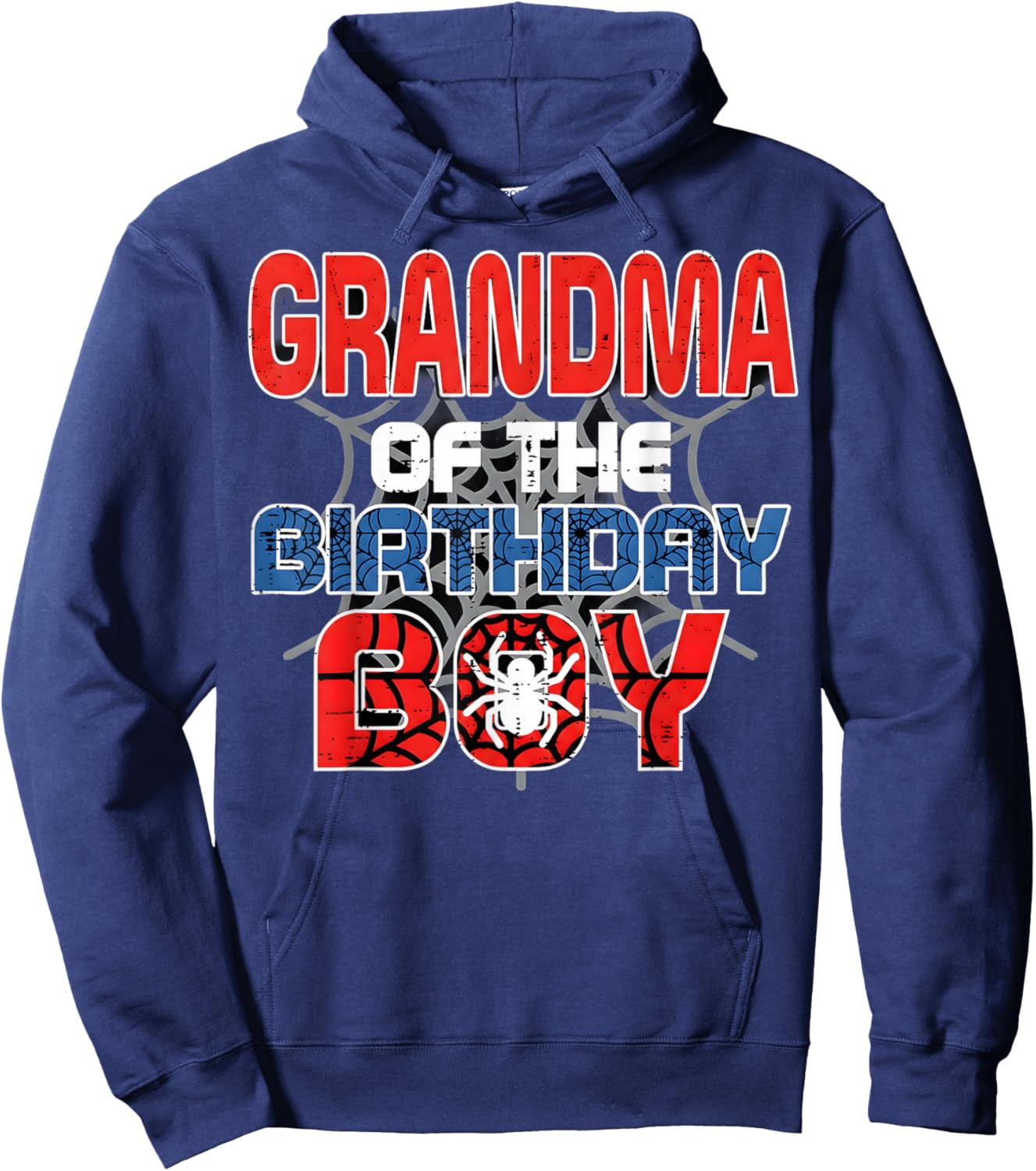 Grandma of Birthday Boy Spider Bday Party Family Matching Hoodie - Hoodie | Navy
