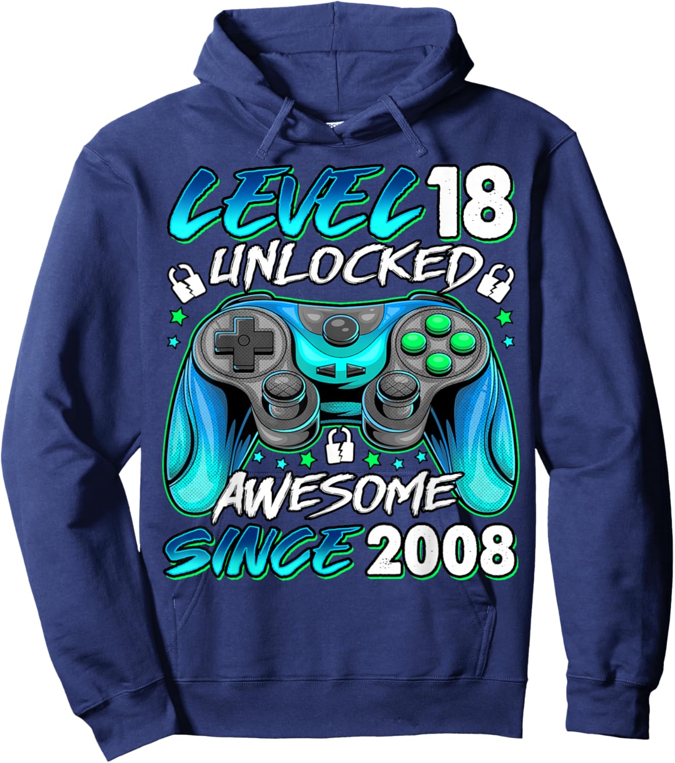 Level 18 Unlocked 18 Year Old Gifts Boys 18th Birthday Boy Hoodie - Hoodie | Navy