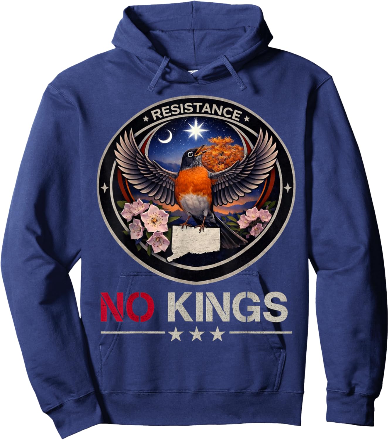 Connecticut CT Rebel Bird Alliance Resistance No Kings 2026 Hoodie - Hoodie | Navy