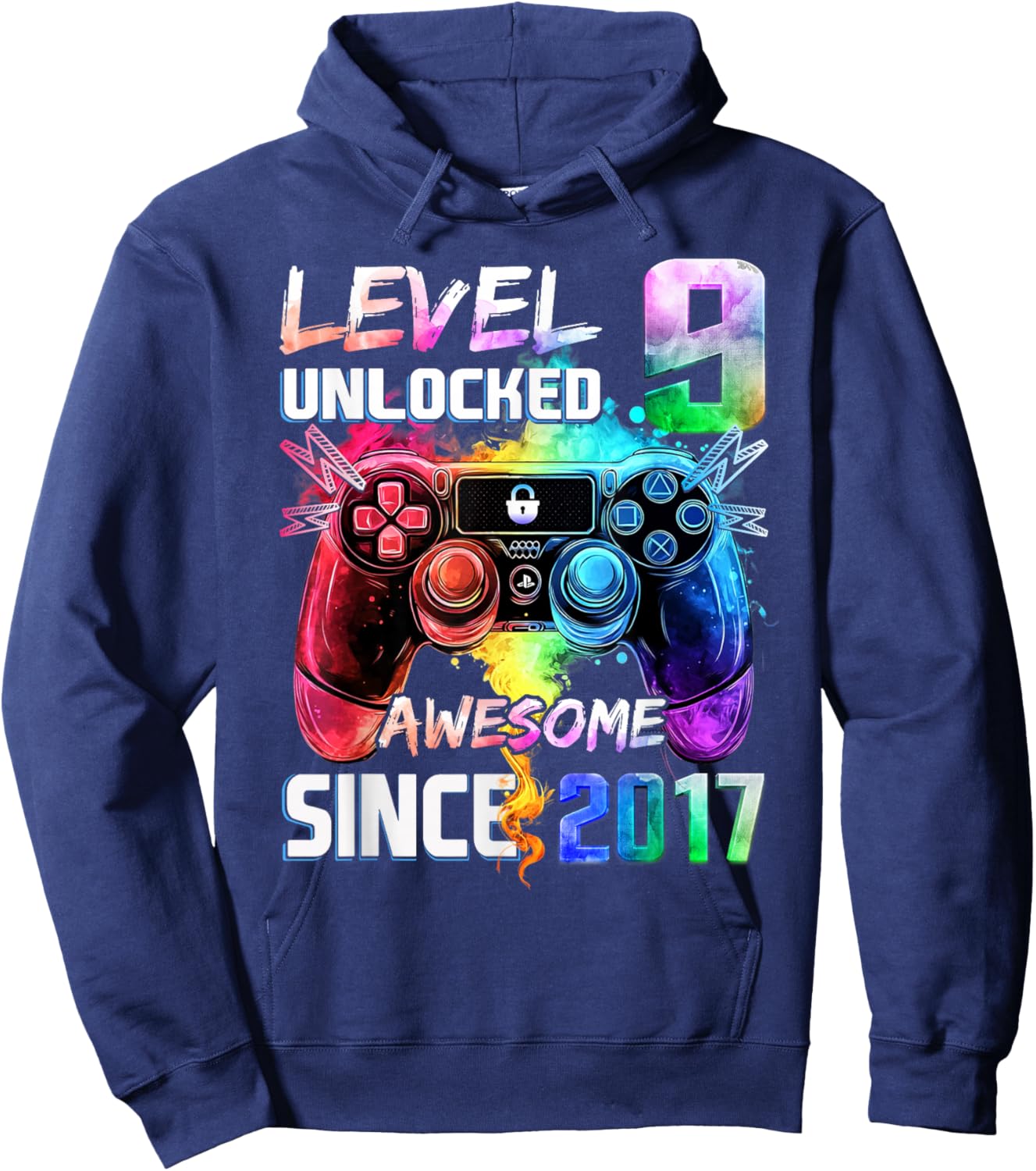 Level 9 Unlocked Awesome 2017 Video Game 9th Birthday Hoodie - Hoodie | Navy