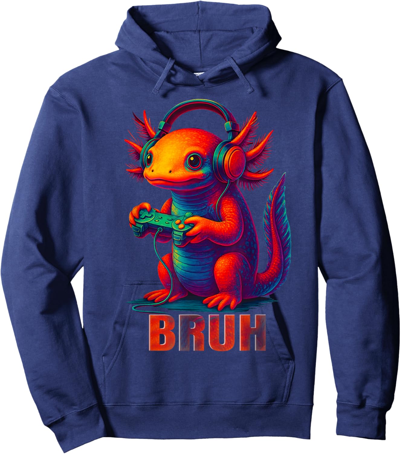 Bruh Funny Axolotl Gaming Game Men Boy Kid Outfit Hoodie - Hoodie | Navy