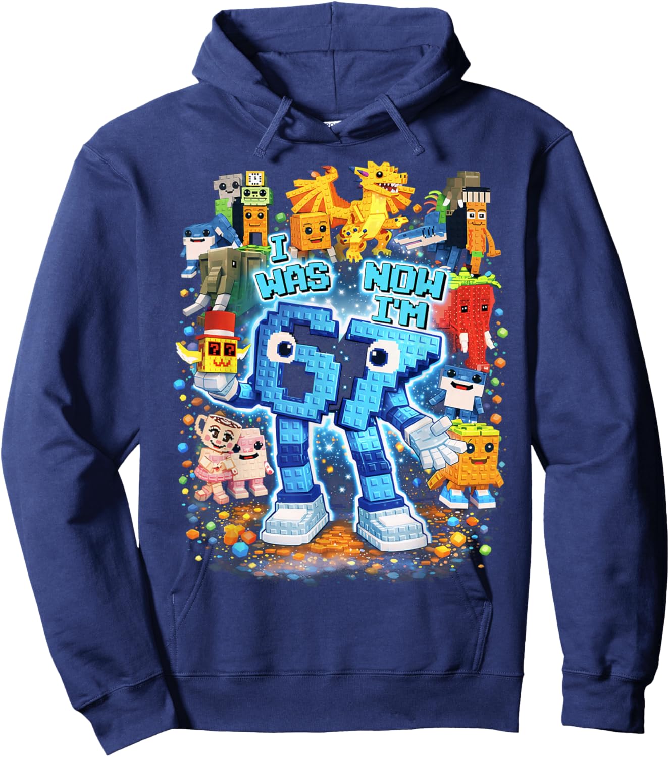 I was 6 Now I'm 7 Brainrot Birthday Boy Gifts for Boys Kids Hoodie - Hoodie | Navy