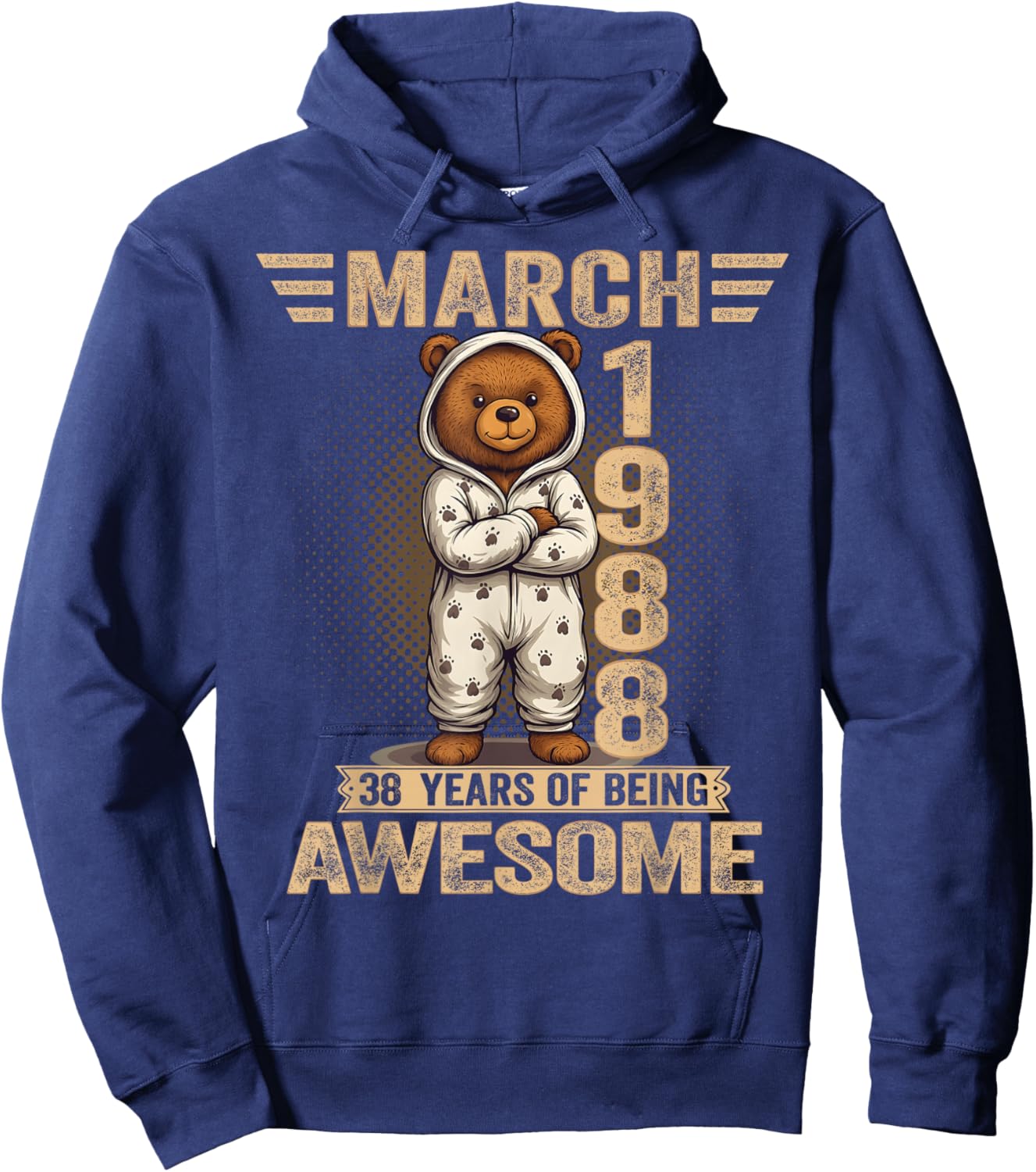 38 Year Old March 1988 Teddy Bear 38th Birthday Women Hoodie - Hoodie | Navy