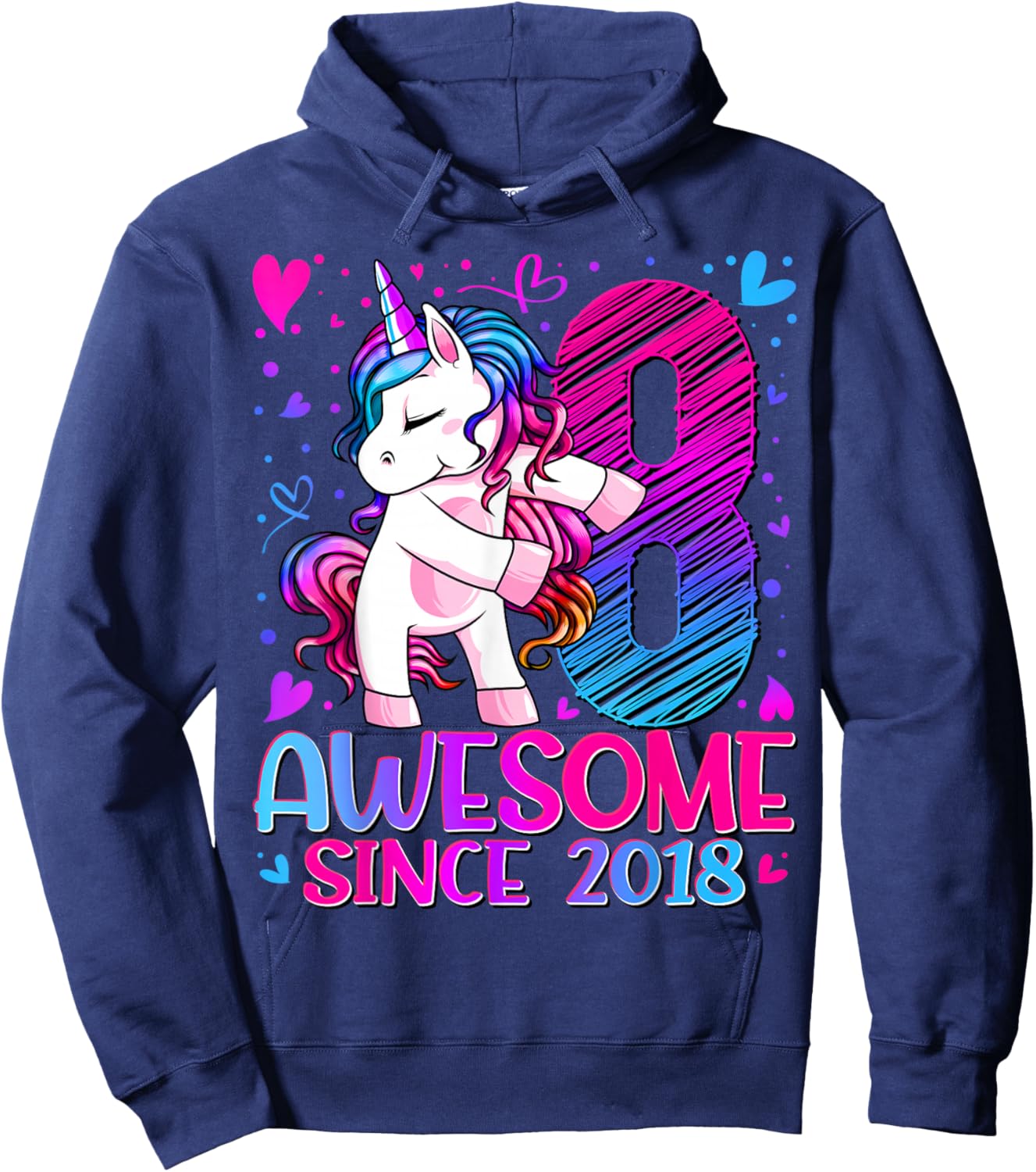 8th Birthday Shirt Girl 8 Year Old Gifts 8 Birthday Girl Hoodie - Hoodie | Navy