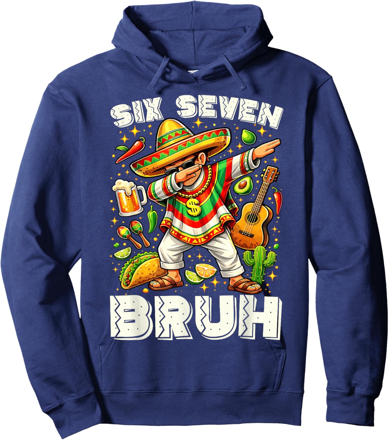67 Cinco De Mayo Six Seven Bruh Dabbing Mexican Boy Men Kids Hoodie - Hoodie | Navy