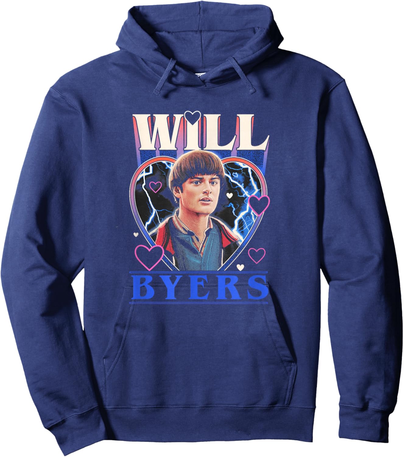 Stranger Things Valentine's Day Will Byers Retro Heart Frame Hoodie - Hoodie | Navy