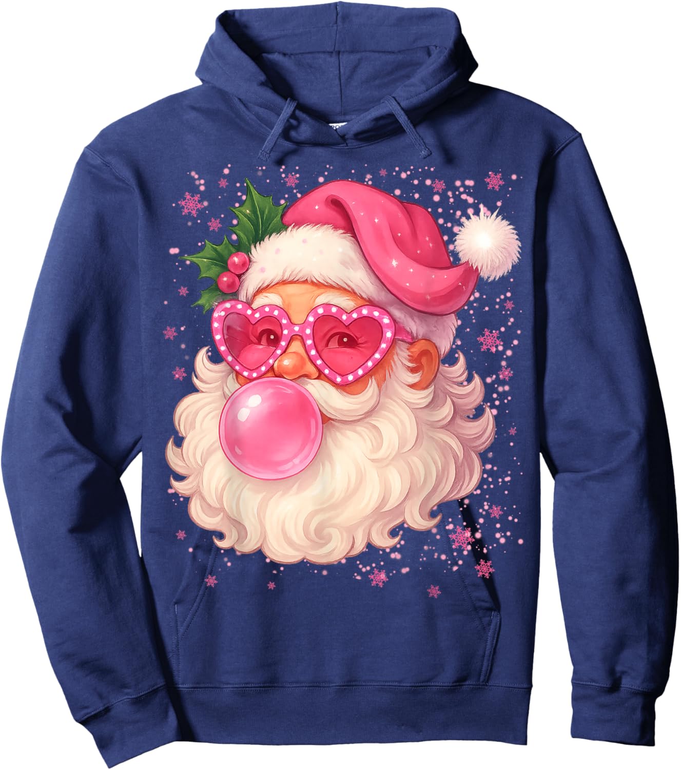Cute Pink Santa Snowflake Christmas Pajamas Xmas Girls Women Hoodie - Hoodie | Navy