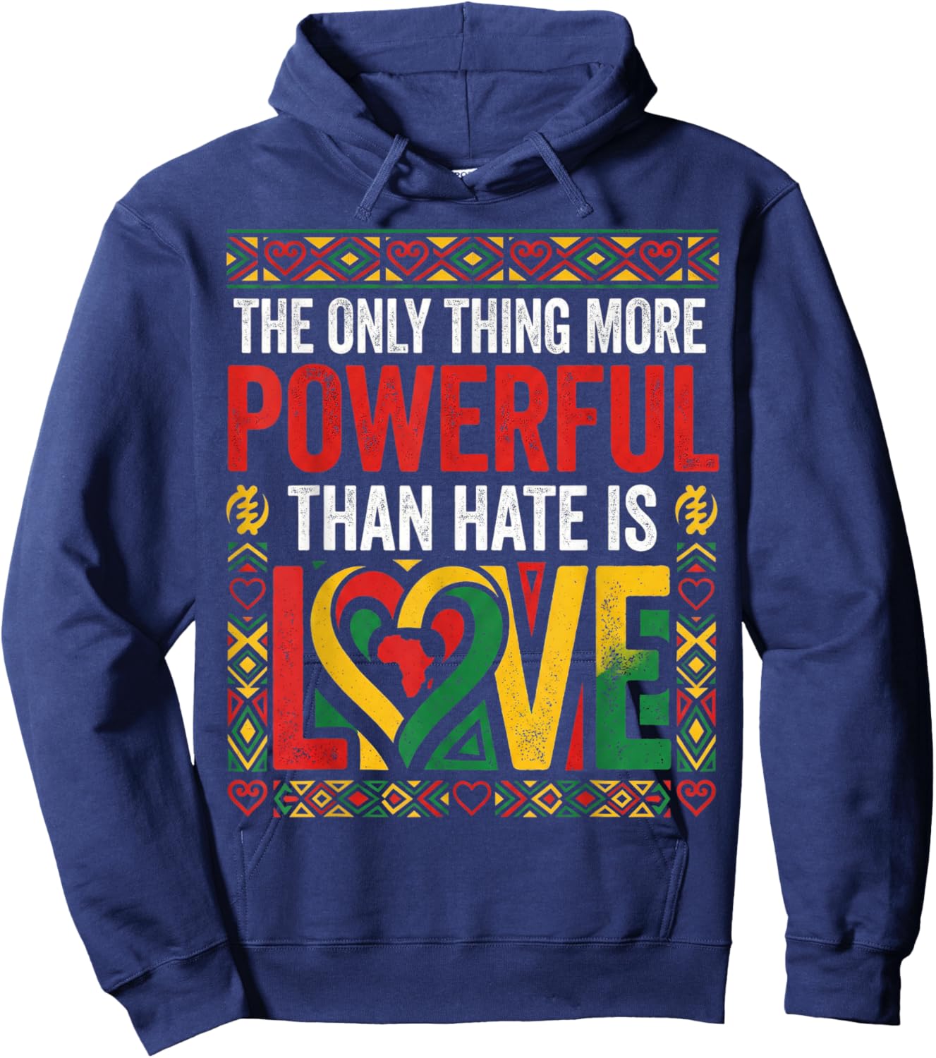 African American Black Pride Afro Love Greater Than Hate Hoodie - Hoodie | Navy