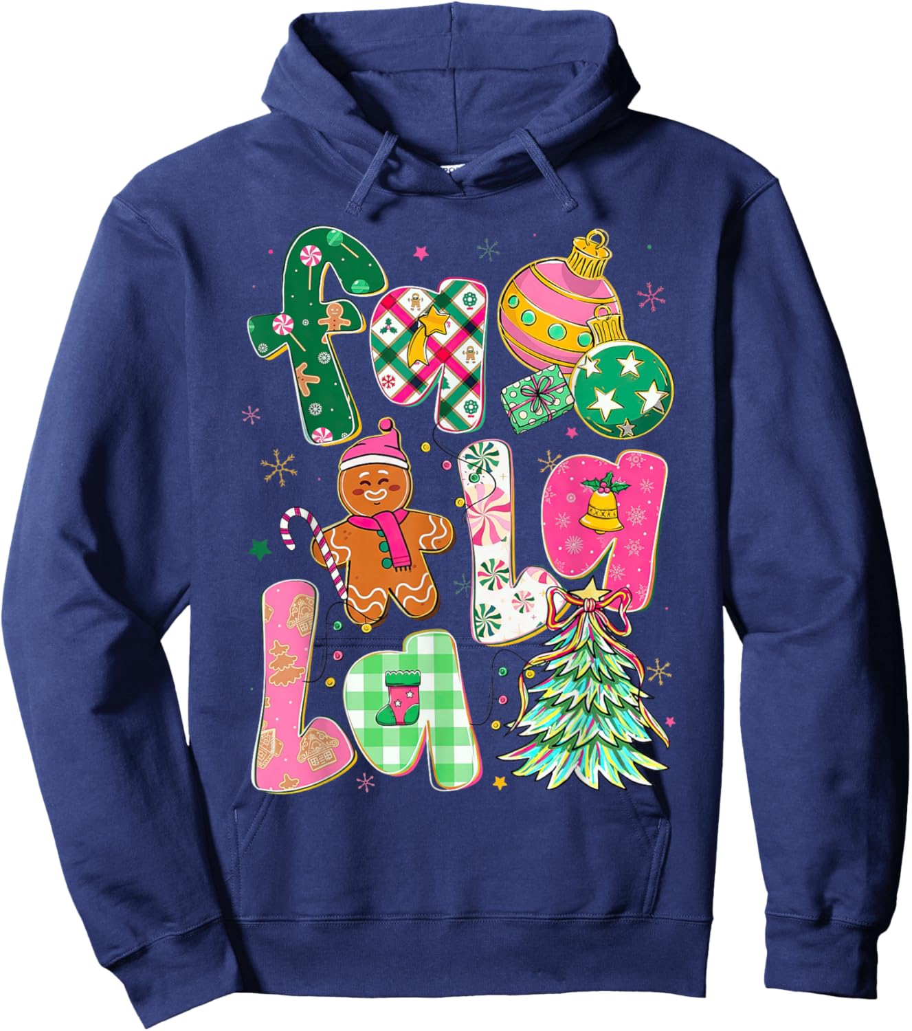 Colorful Falala Christmas Tree Preppy Holiday Design Hoodie - Hoodie | Navy