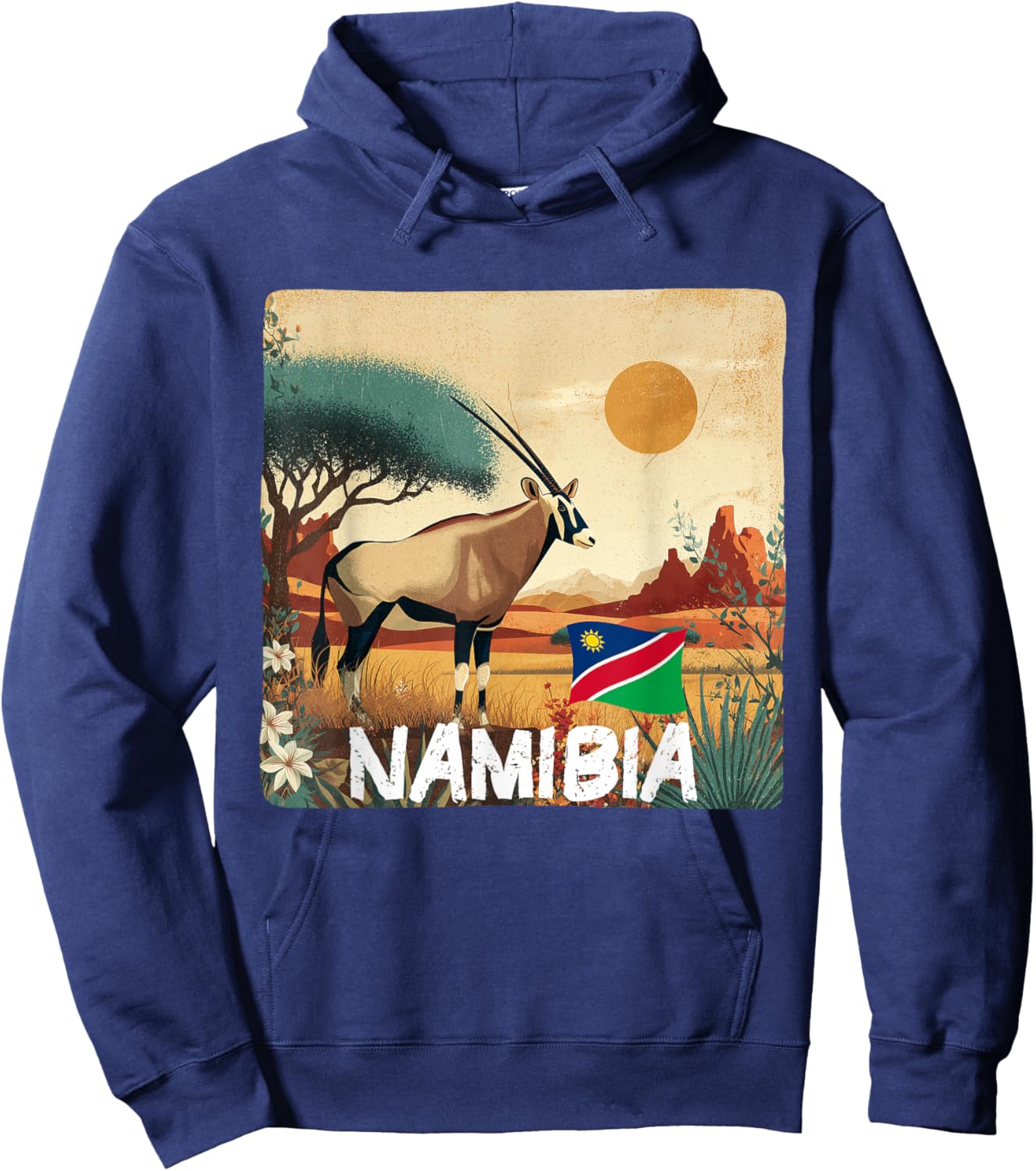 Pretty Namibia Flag with Gemsbok for Oryx Lovers Hoodie - Hoodie | Navy