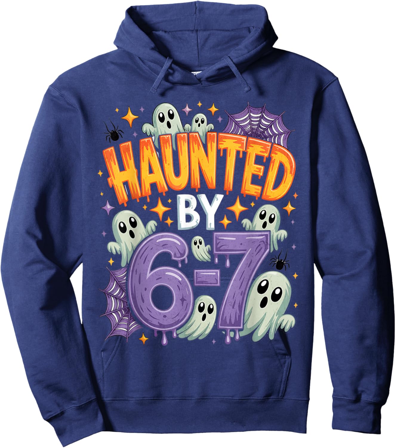 Haunted by 67 – Funny Ghost and Pumpkin Halloween Costume Hoodie - Hoodie | Navy