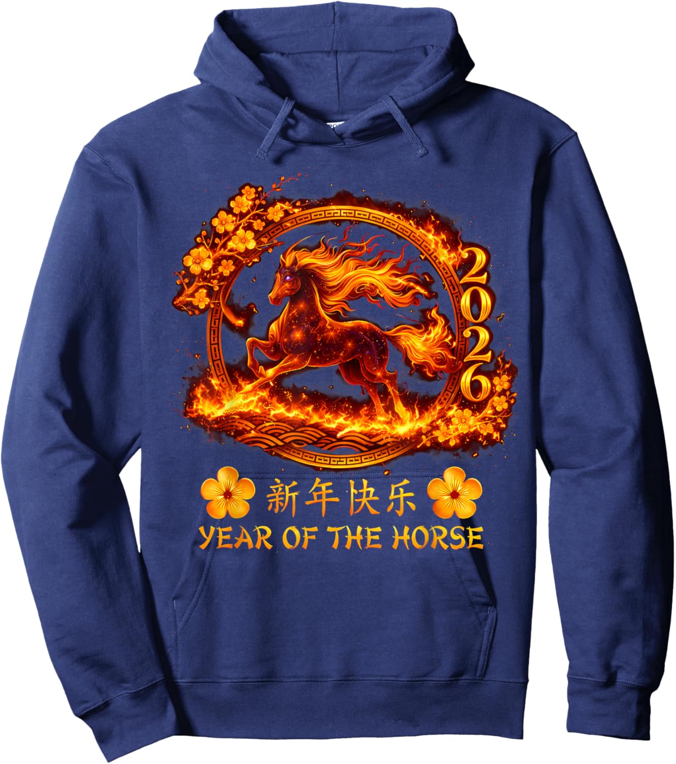 Year of The Fire Horse 2026 Lunar Chinese New Year Men Women Hoodie - Hoodie | Navy